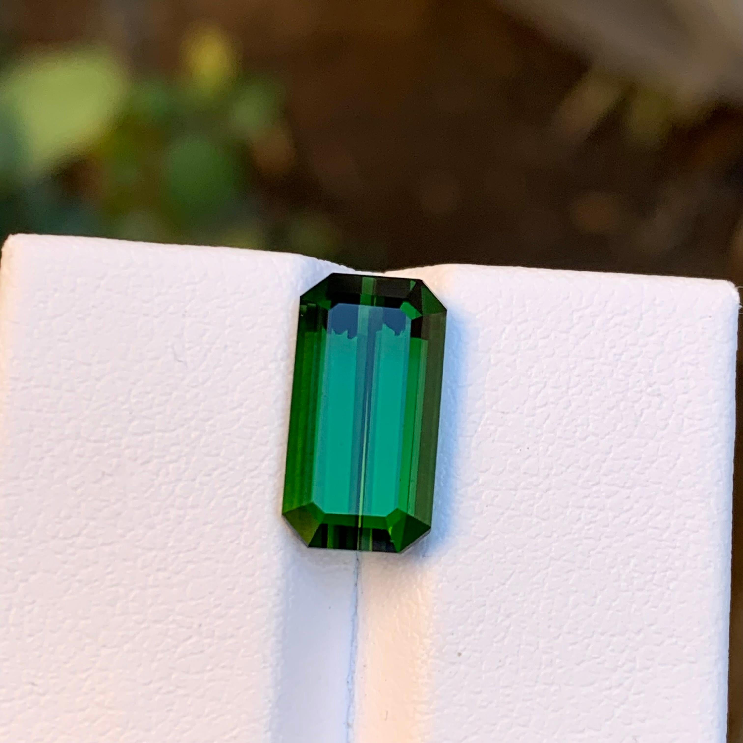 Deep Green Natural Tourmaline Loose Gemstone, 5.05 Ct-Emerald Cut Top Quality Af For Sale 6