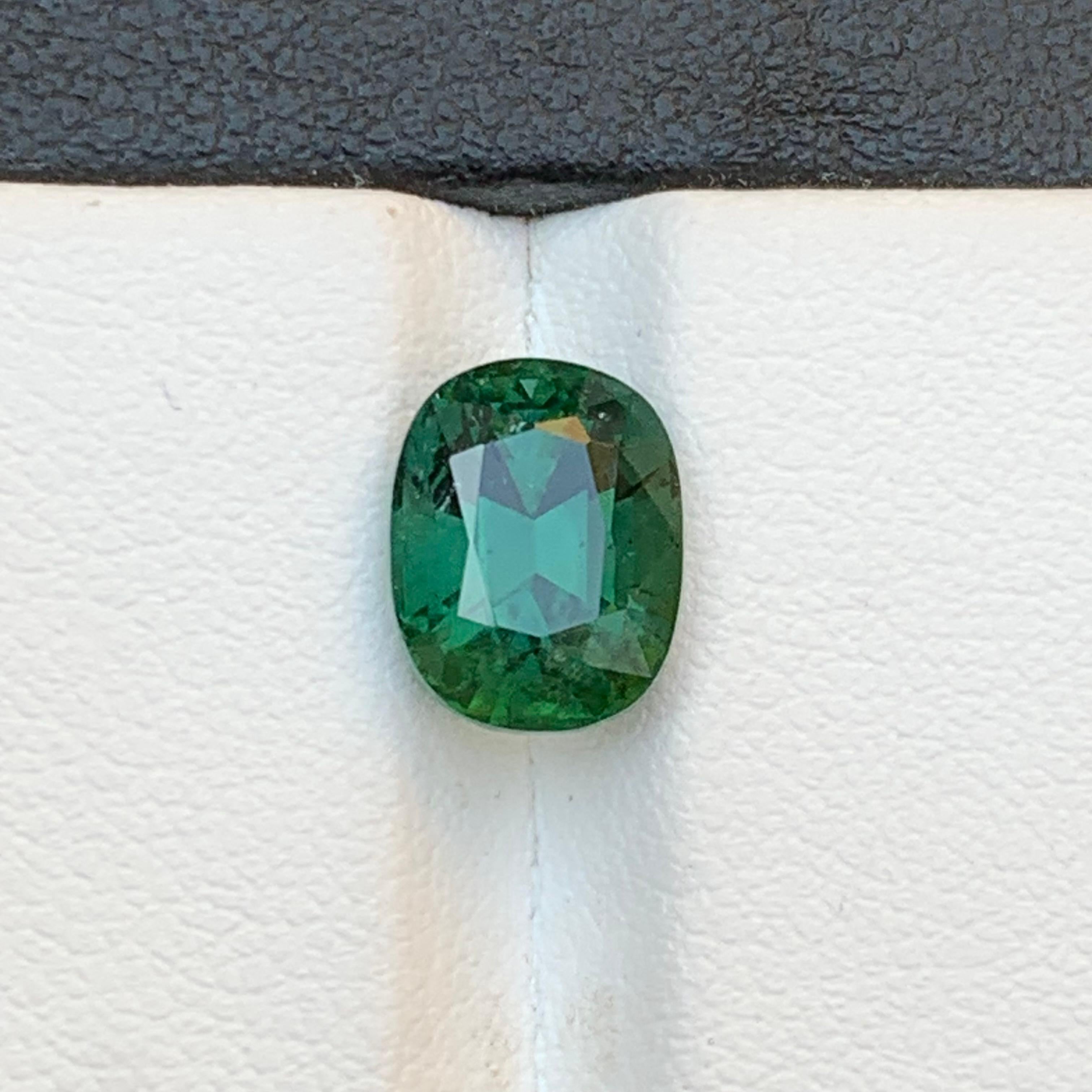 Deep Green Natural Tourmaline Ring Loose Gemstone 3.20 Ct Cushion Cut-Jewelry For Sale 6