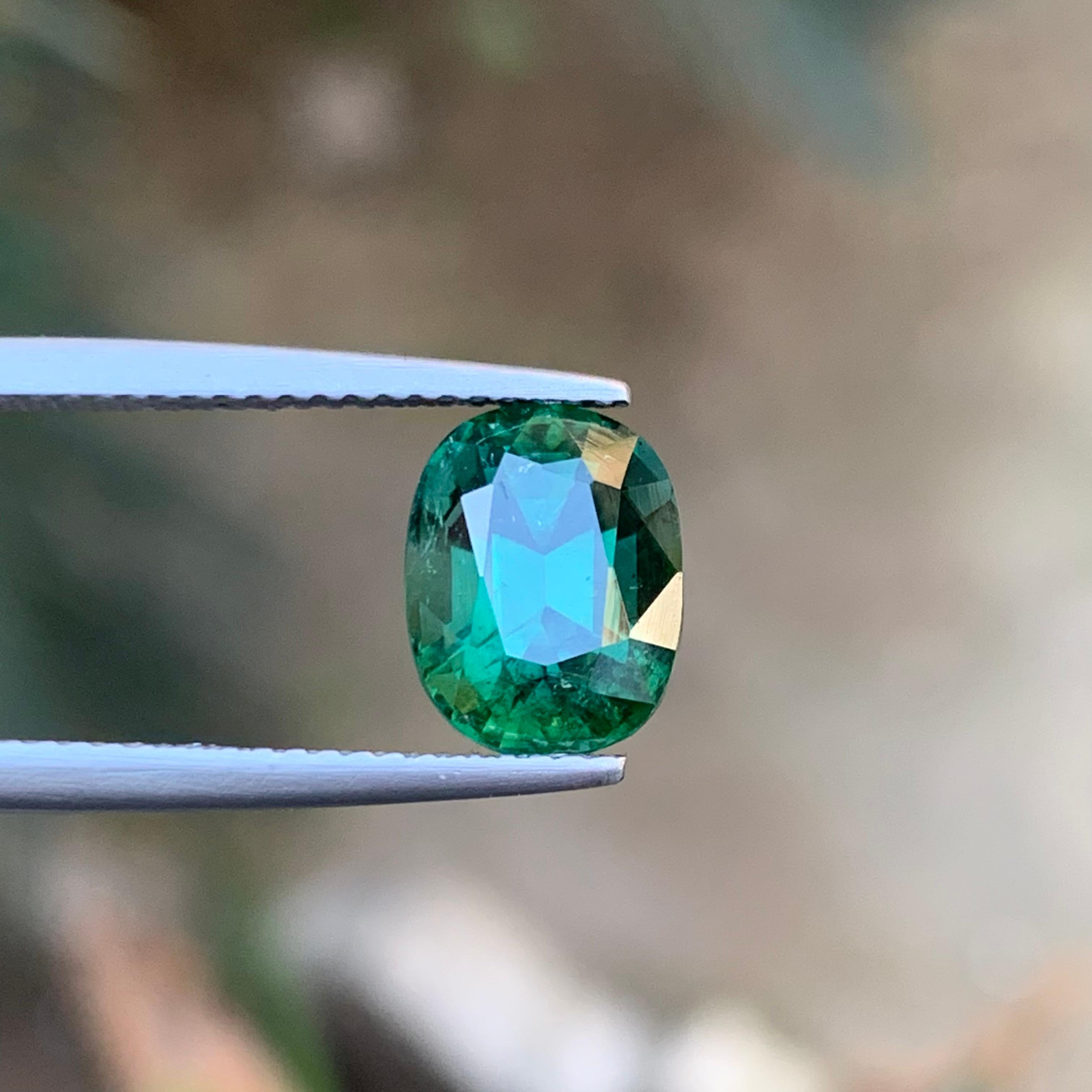 Contemporary Deep Green Natural Tourmaline Ring Loose Gemstone 3.20 Ct Cushion Cut-Jewelry For Sale