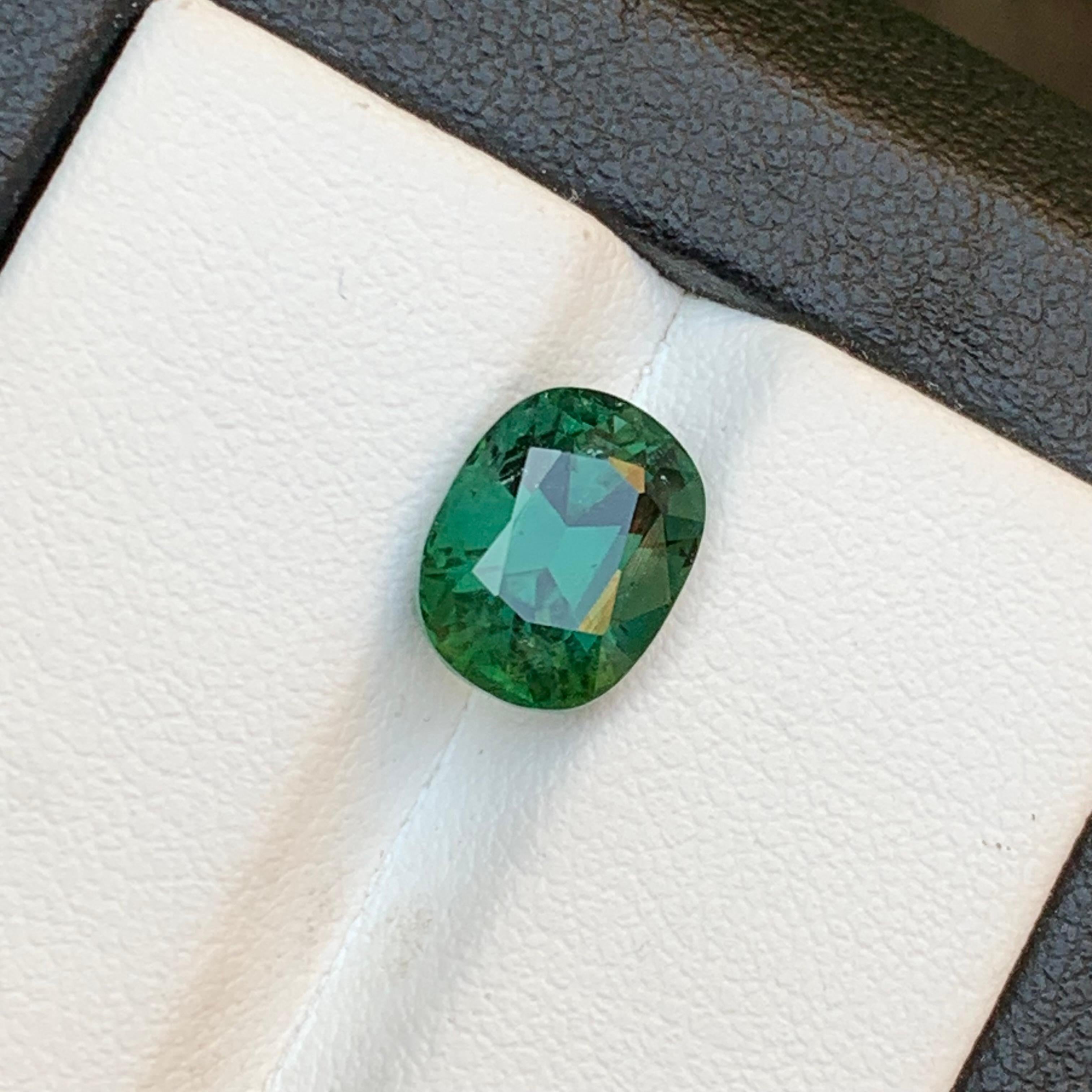 Deep Green Natural Tourmaline Ring Loose Gemstone 3.20 Ct Cushion Cut-Jewelry For Sale 1