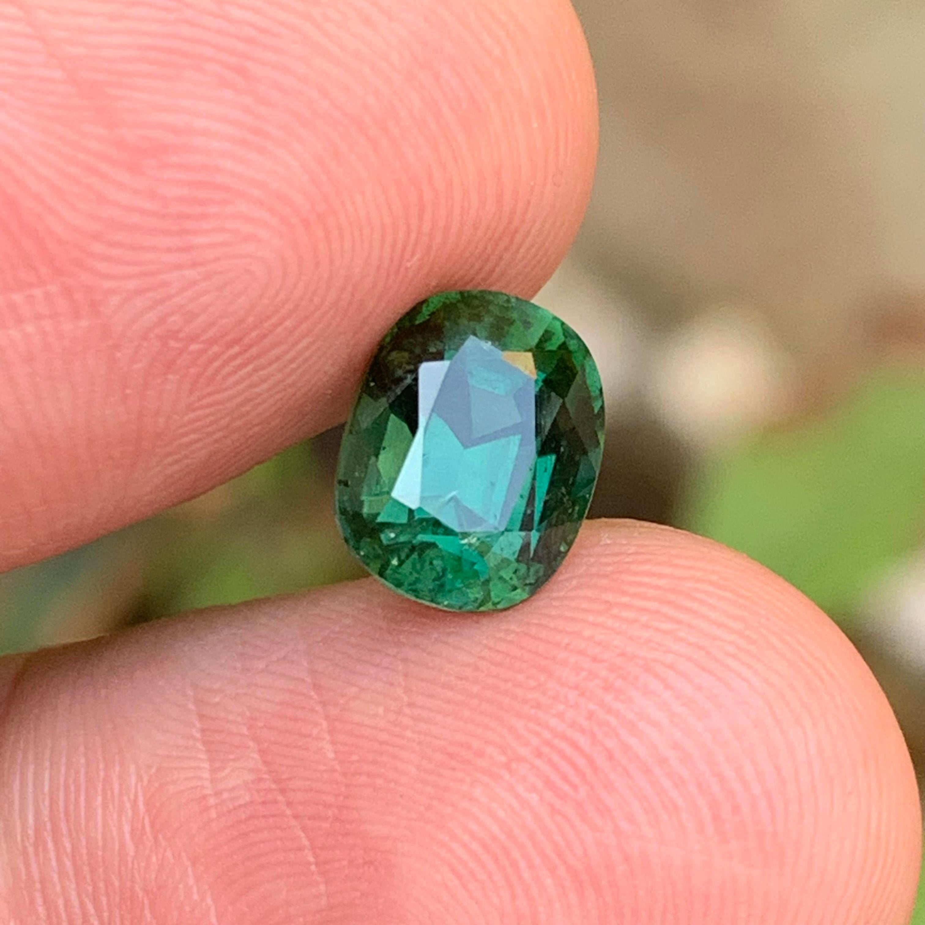Deep Green Natural Tourmaline Ring Loose Gemstone 3.20 Ct Cushion Cut-Jewelry For Sale 3