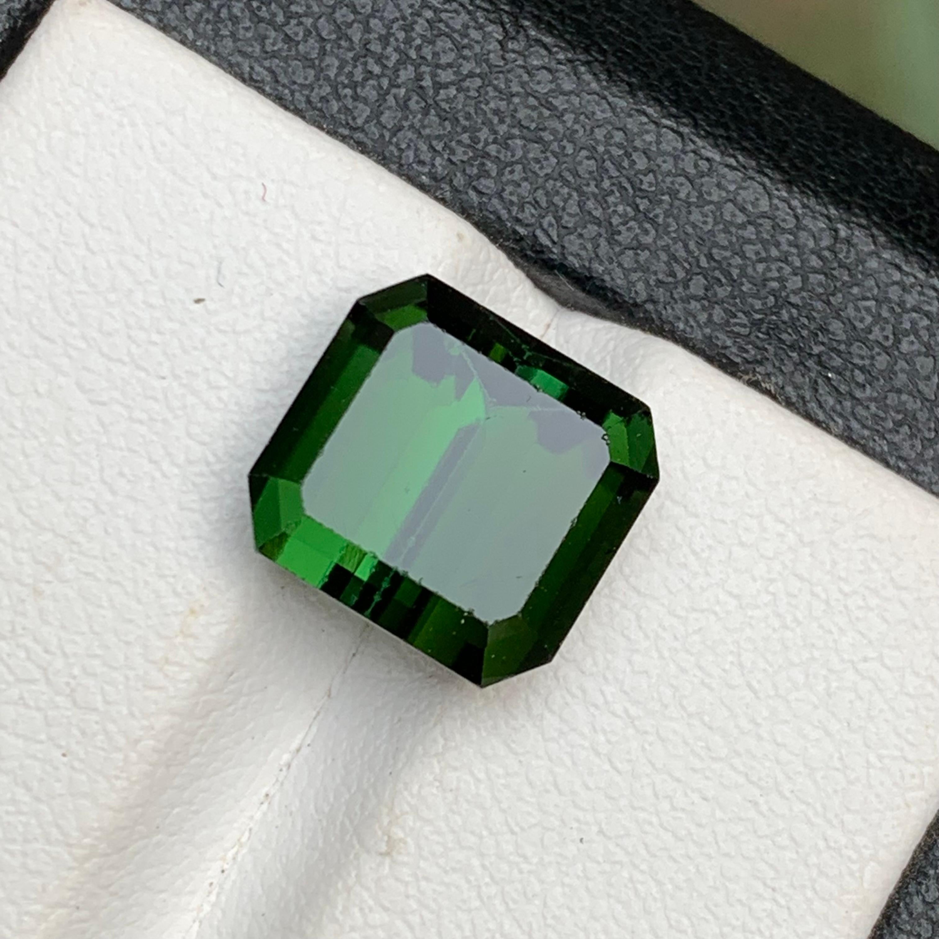 Tiefgrüner natürlicher Turmalin Ring, Anhänger Loser Edelstein 6,50 Ct Smaragdschliff im Angebot 3