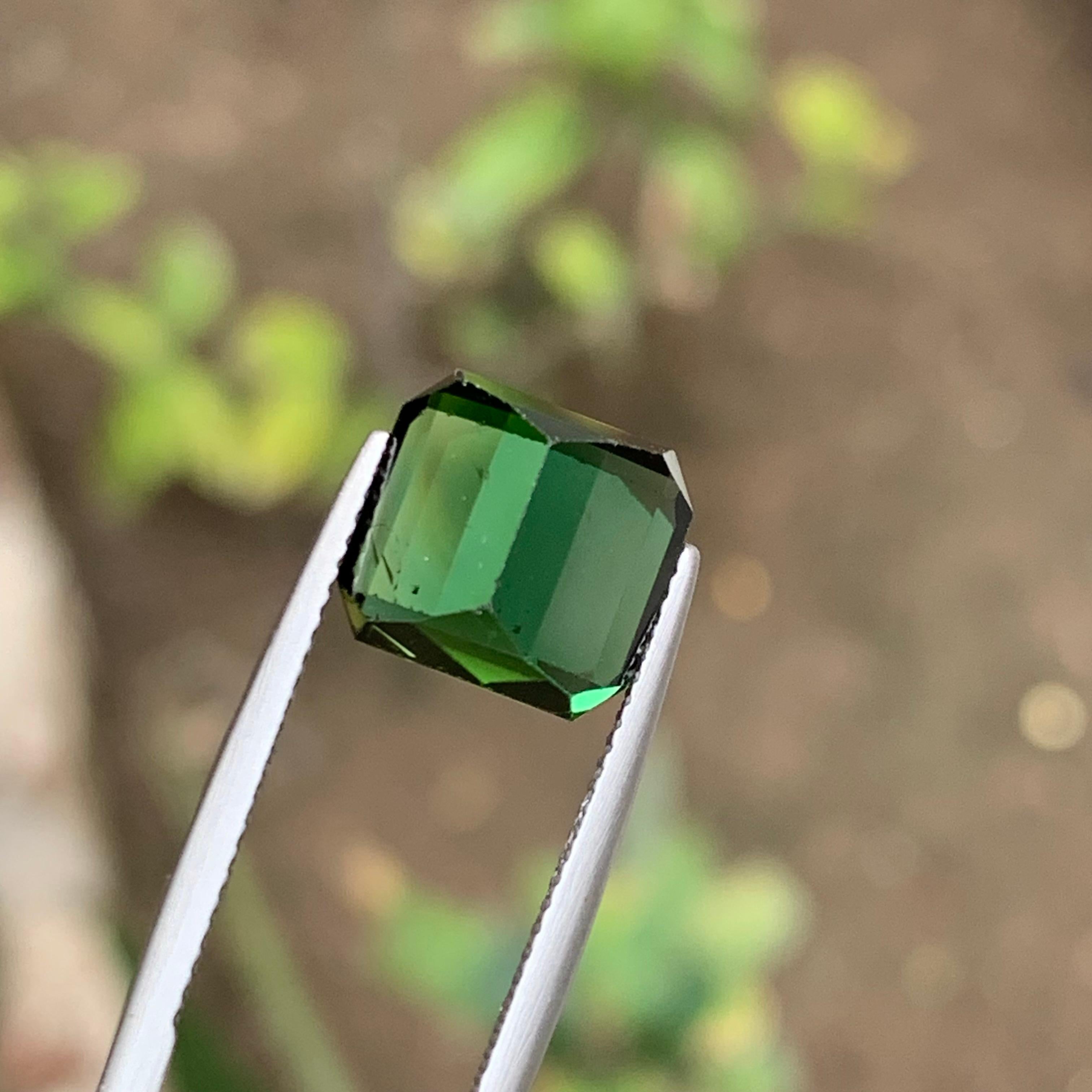 Tiefgrüner natürlicher Turmalin Ring, Anhänger Loser Edelstein 6,50 Ct Smaragdschliff im Angebot 4