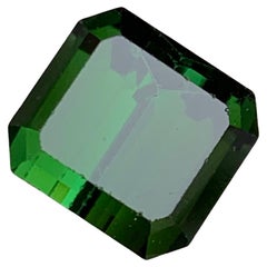 Deep Green Natural Tourmaline Ring, Pendant Loose Gemstone 6.50 Ct Emerald Cut