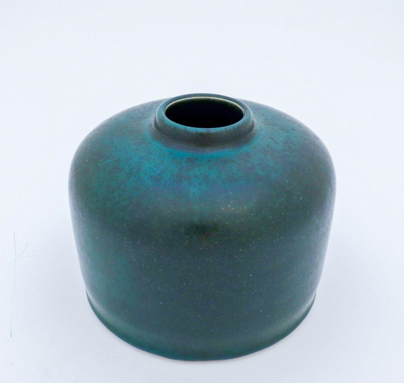 Swedish Deep Green Stoneware Vase, Carl-Harry Stålhane, Rörstrand, 1963