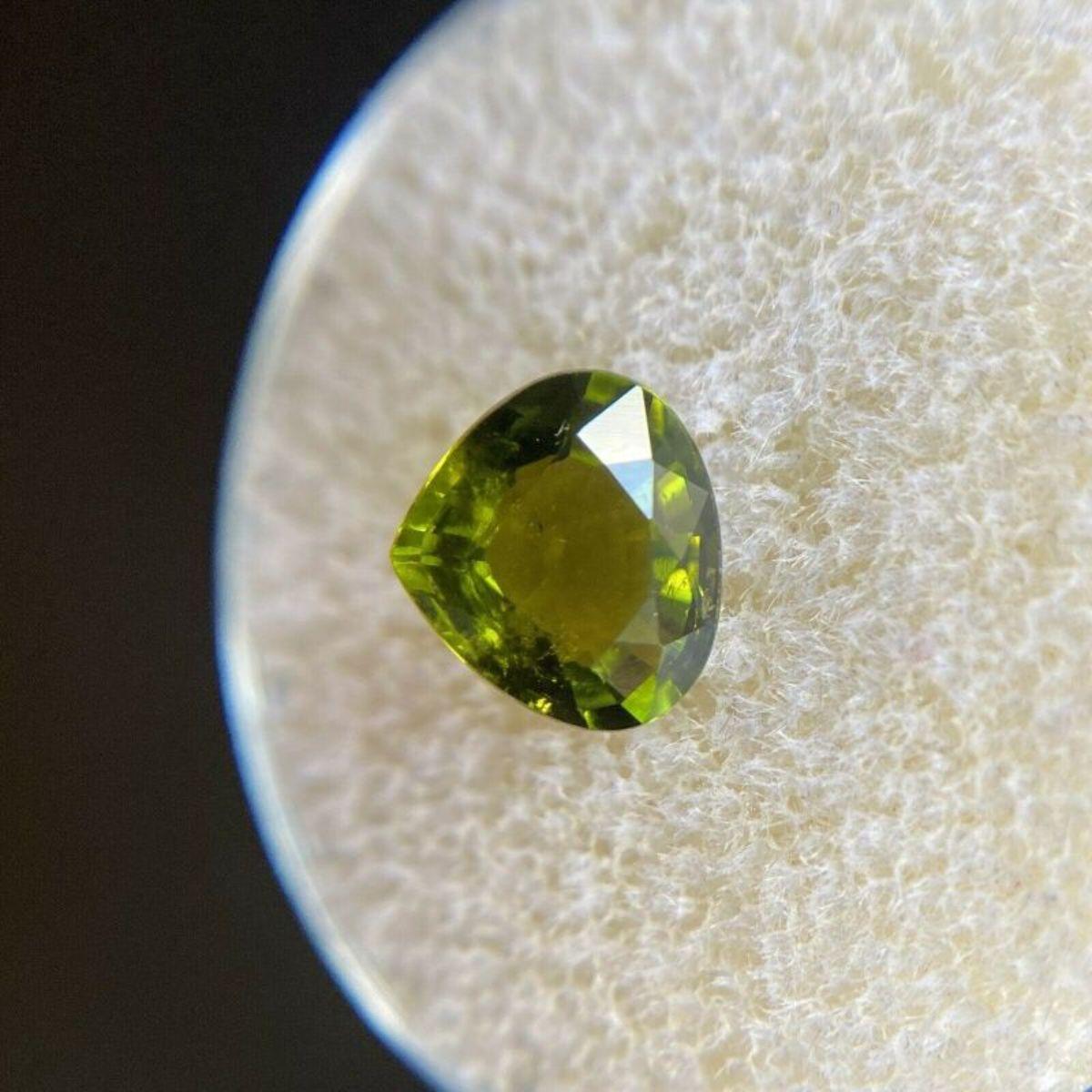 Deep Green Tourmaline 1.38ct Pear Cut Loose Gemstone 4
