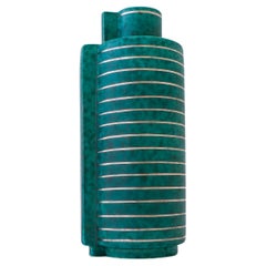 Deep Green Vase Argenta / Surrea Wilhelm Kåge Gustavsberg Green, Silver Decor