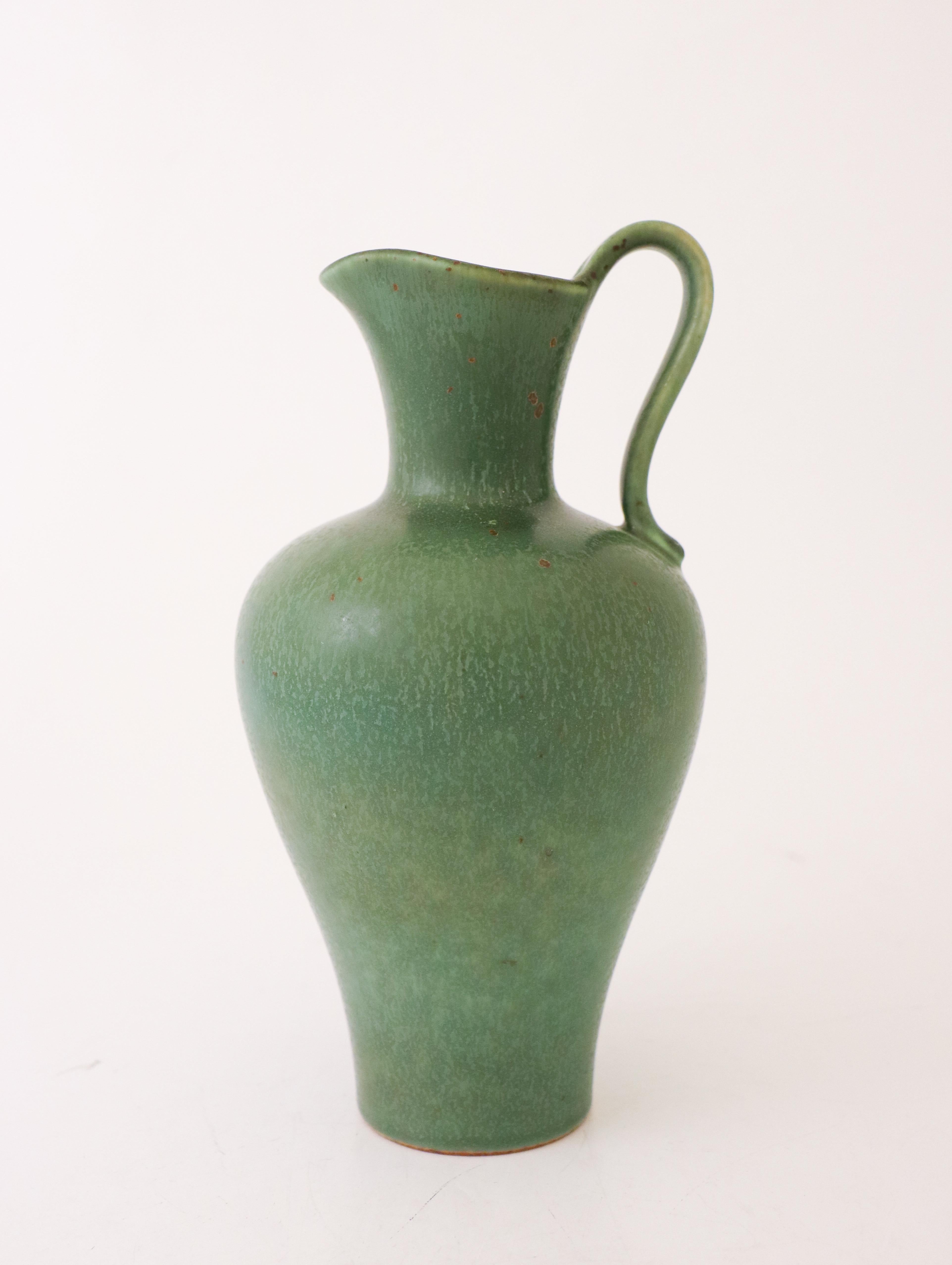 Swedish Deep Green Vase, Gunnar Nylund, Rörstrand, 1950s, Mid-Century Vintage For Sale