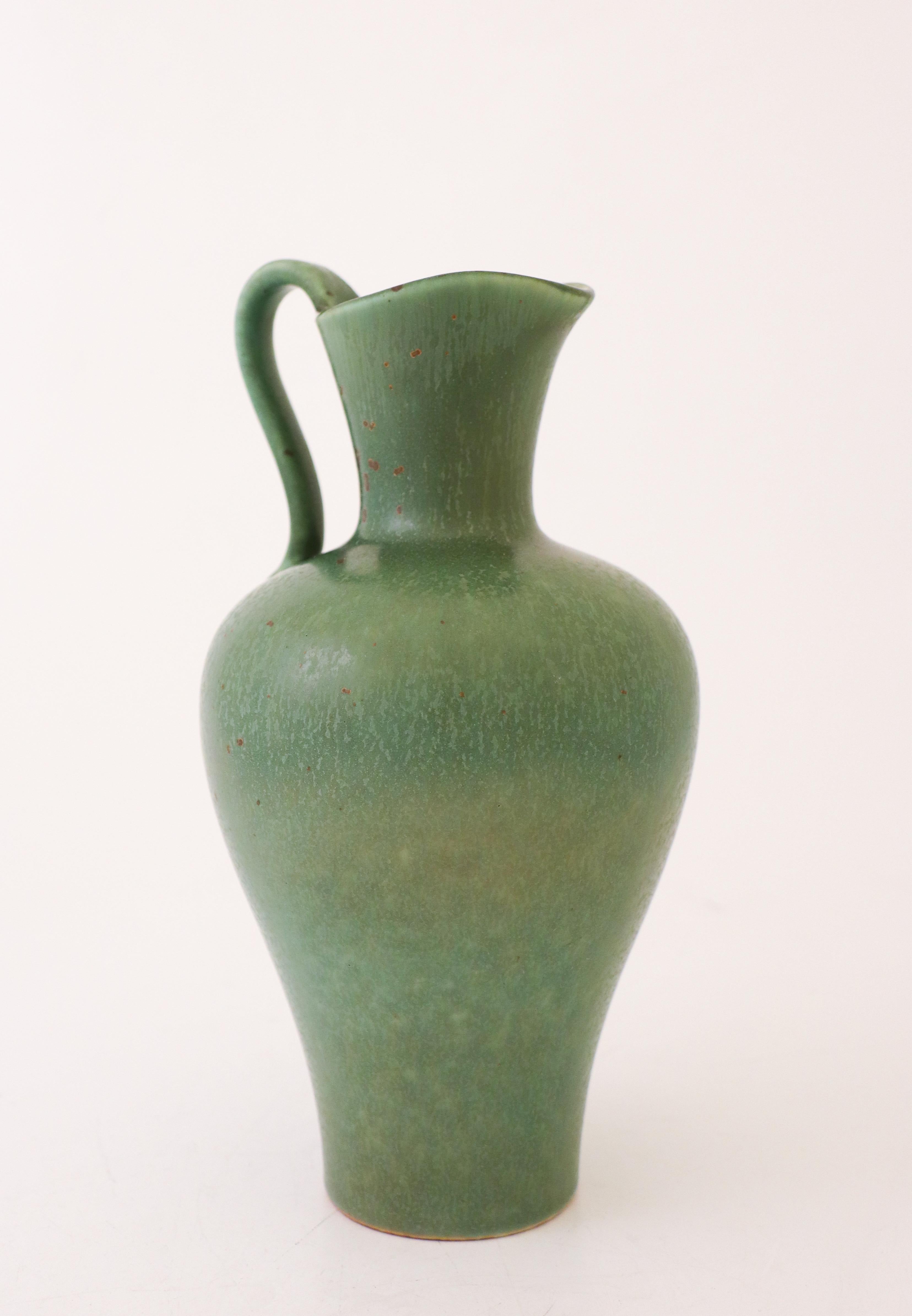 Deep Green Vase, Gunnar Nylund, Rörstrand, 1950s, Mid-Century Vintage In Excellent Condition For Sale In Stockholm, SE