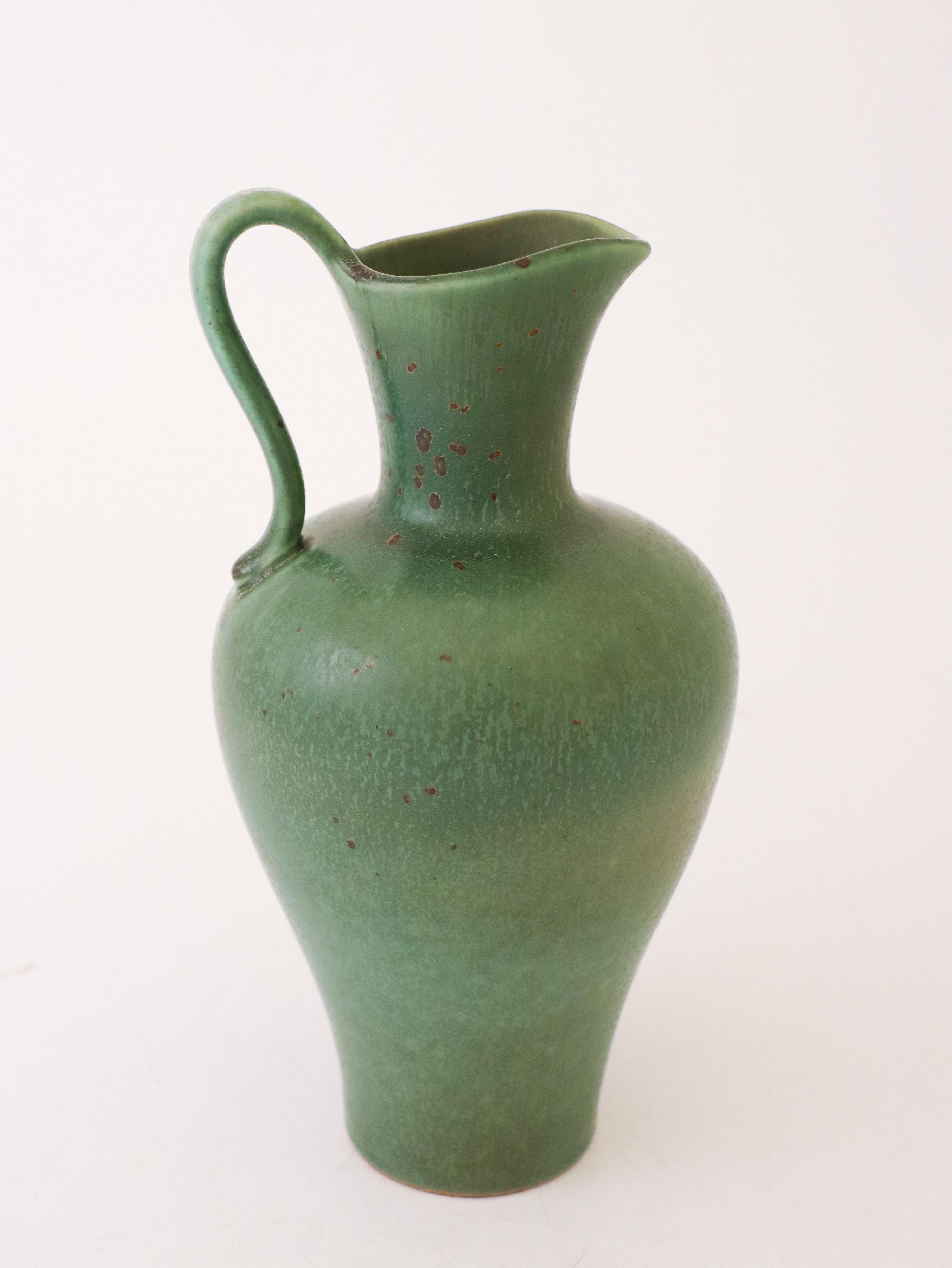 Stoneware Deep Green Vase, Gunnar Nylund, Rörstrand, 1950s, Mid-Century Vintage For Sale