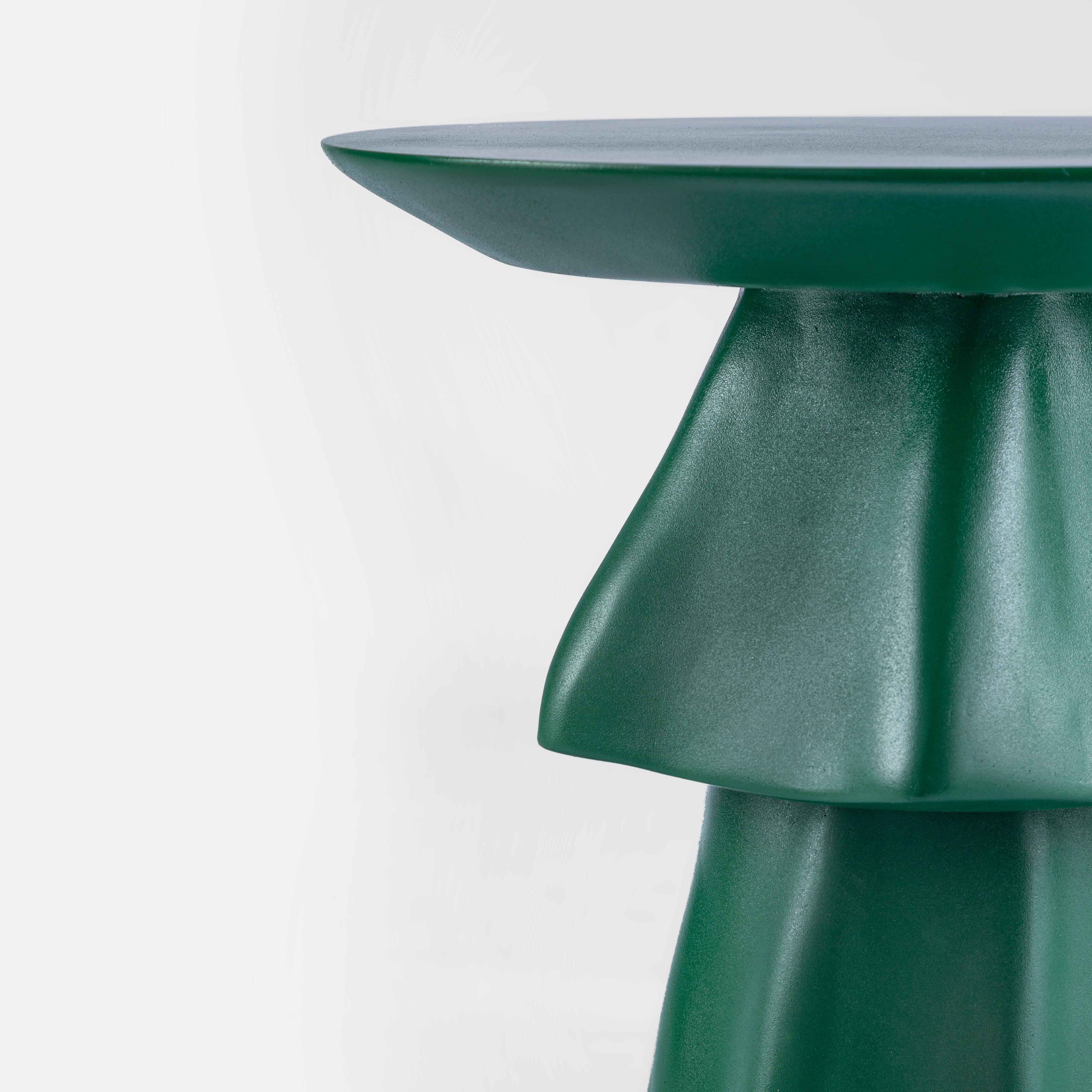 Egyptian Deep Green Weather-Resistant Fiberglass Outdoor Side Table For Sale