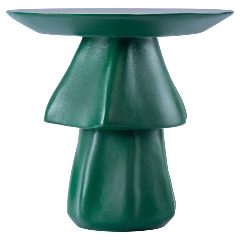 Deep Green WeatherResistant Fiberglass Outdoor Side Table For Sale at