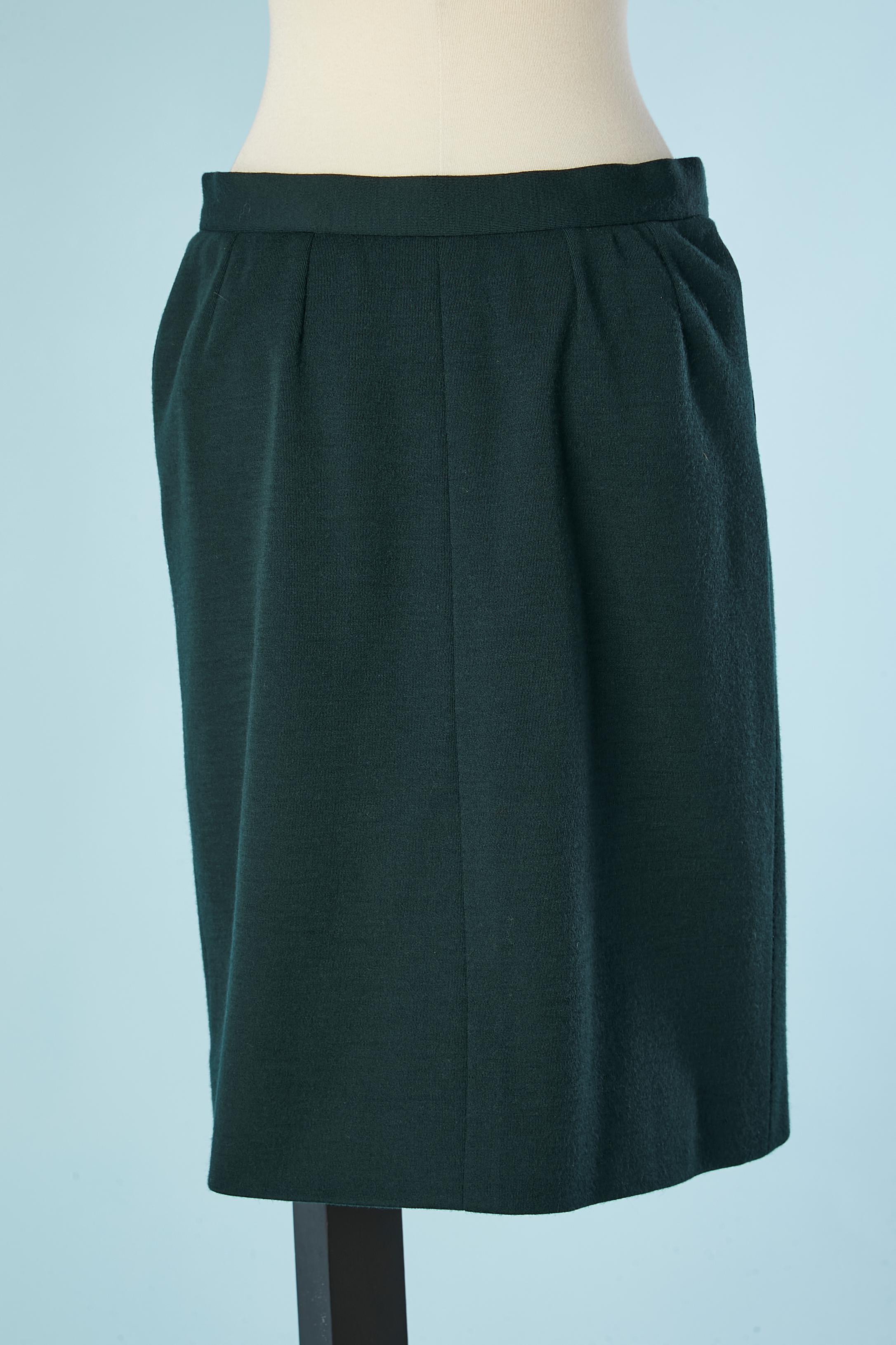 Tiefgrünes Wickelkleid aus Wolljersey mit goldenem Nieten Yves Saint Laurent Rive Gauche  im Angebot 2