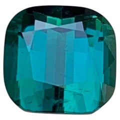 Deep Greenish Blue Natural Tourmaline 2.59Ct Cushion Cut Loose Gemstone for Ring
