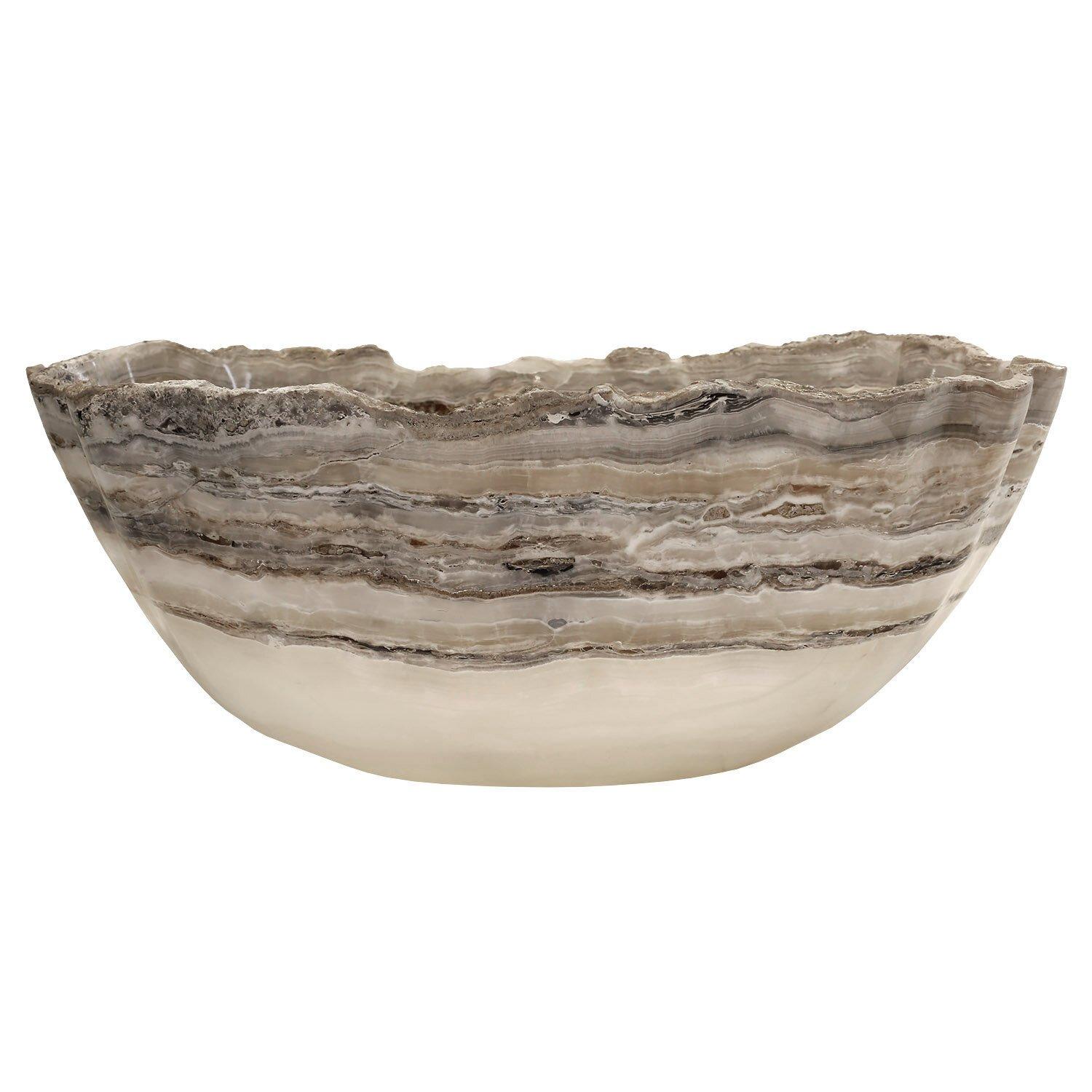 Contemporary Deep Handmade Natural Onyx Bowl, One of a Kind For Sale