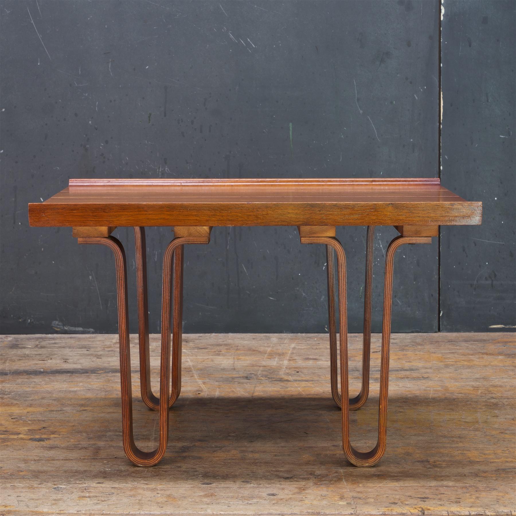 Mid-Century Modern Deep-Hued Walnut Pedestal Table or Plant Stand Bentwood Dunbar Widdicomb Style