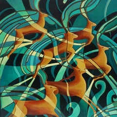 'Deep in the Forest 2' An Abstract Contemporary Oil on Canvas Painting