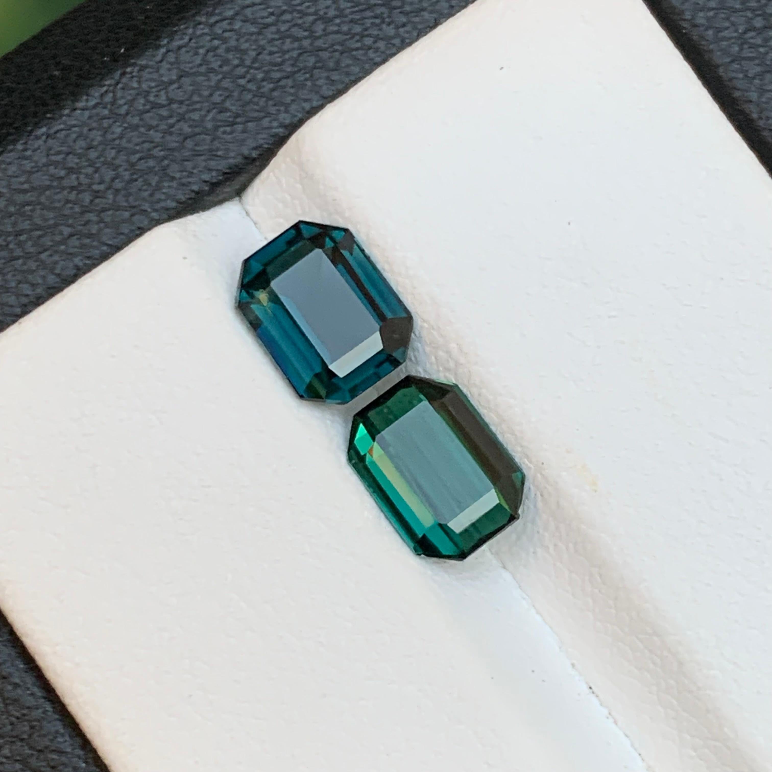 Cushion Cut Deep Indicolite Blue & Bluish Green Natural Tourmaline Gemstones 2.45 Ct-Jewelry For Sale
