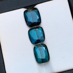 Deep Indicolite Blue Natural Tourmaline Loose Gemstones Lot 7.40 Ct Cushion Cut