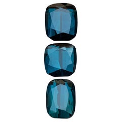 Tourmaline naturelle bleu indicolite profond taille coussin Lot de 7,40 carats