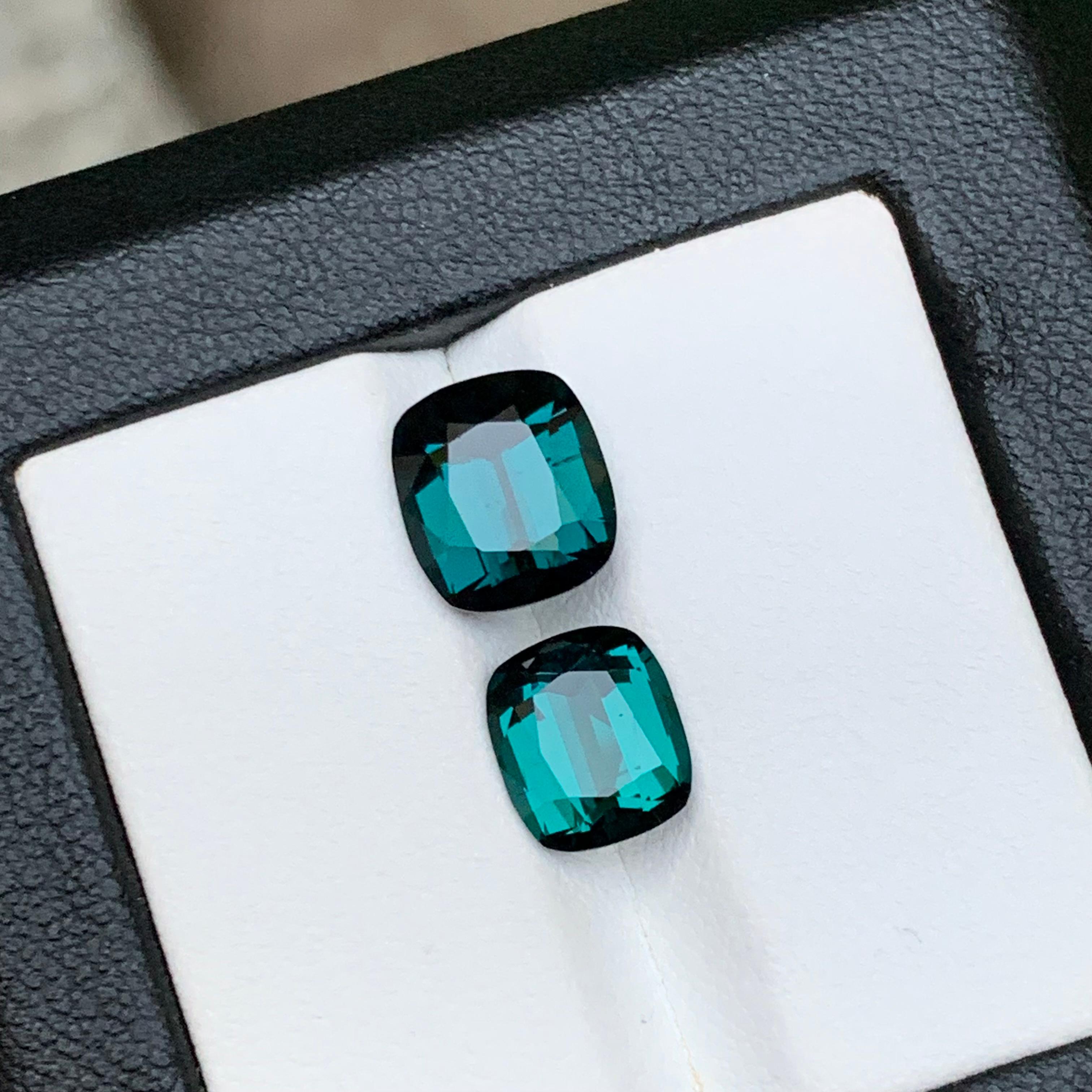 Bague en tourmaline naturelle bleu indicolite profond de 5,40 carats, taille coussin en vente 7