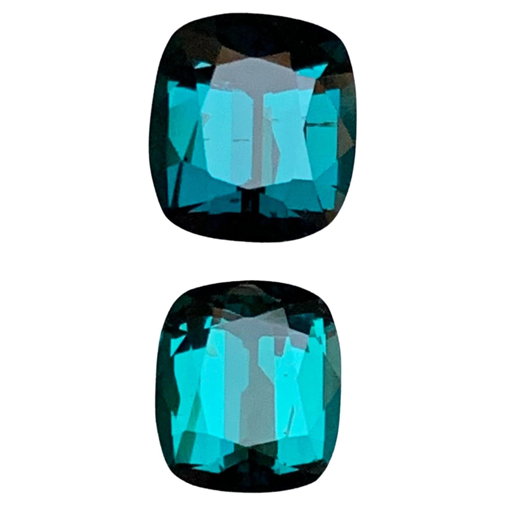 Bague en tourmaline naturelle bleu indicolite profond de 5,40 carats, taille coussin