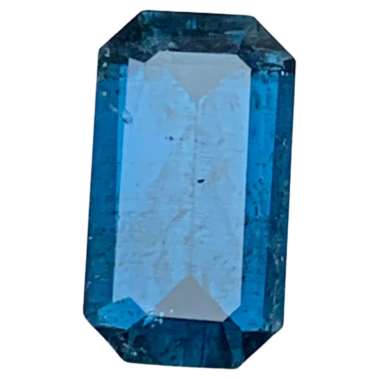 Deep Inky Blue Natural Tourmaline Ring Loose Gemstone 3 Ct Emerald Cut-Jewelry
