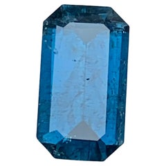Deep Inky Blue Natural Tourmaline Ring Loose Gemstone 3 Ct Emerald Cut-Jewelry