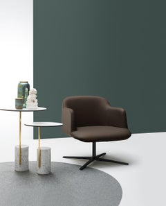 Tiefer Lounge-Sessel mit Armlehnen aus Leder und Aluminium von Quinti Sedute