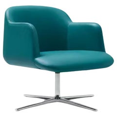 Sillón Lounge Profundo con Reposabrazos en Piel y Aluminio by Quinti Sedute