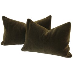 Deep Moss Green Mohair Accent Pillow