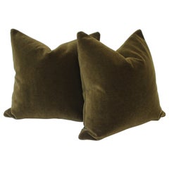 Deep Moss Green Mohair Accent Pillow