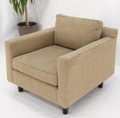Deep Oatmeal Fabric Upholstery Contemporary Lounge Chair on Dowel Legs