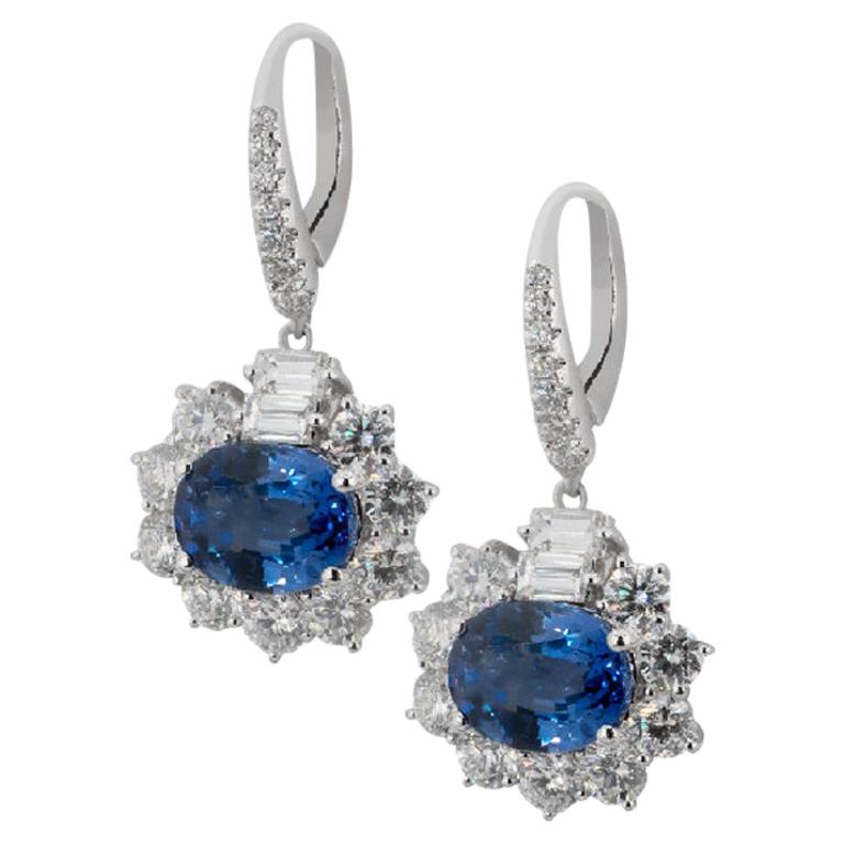 Boucles d'oreilles Olympus Art en diamants avec yeux d'océan bleu profond certifiés
