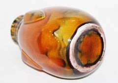 Deep Orange Art Deco French Ceramic Vase, 1930s