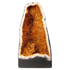Deep Orange Citrine Cathedral Geode with Flower