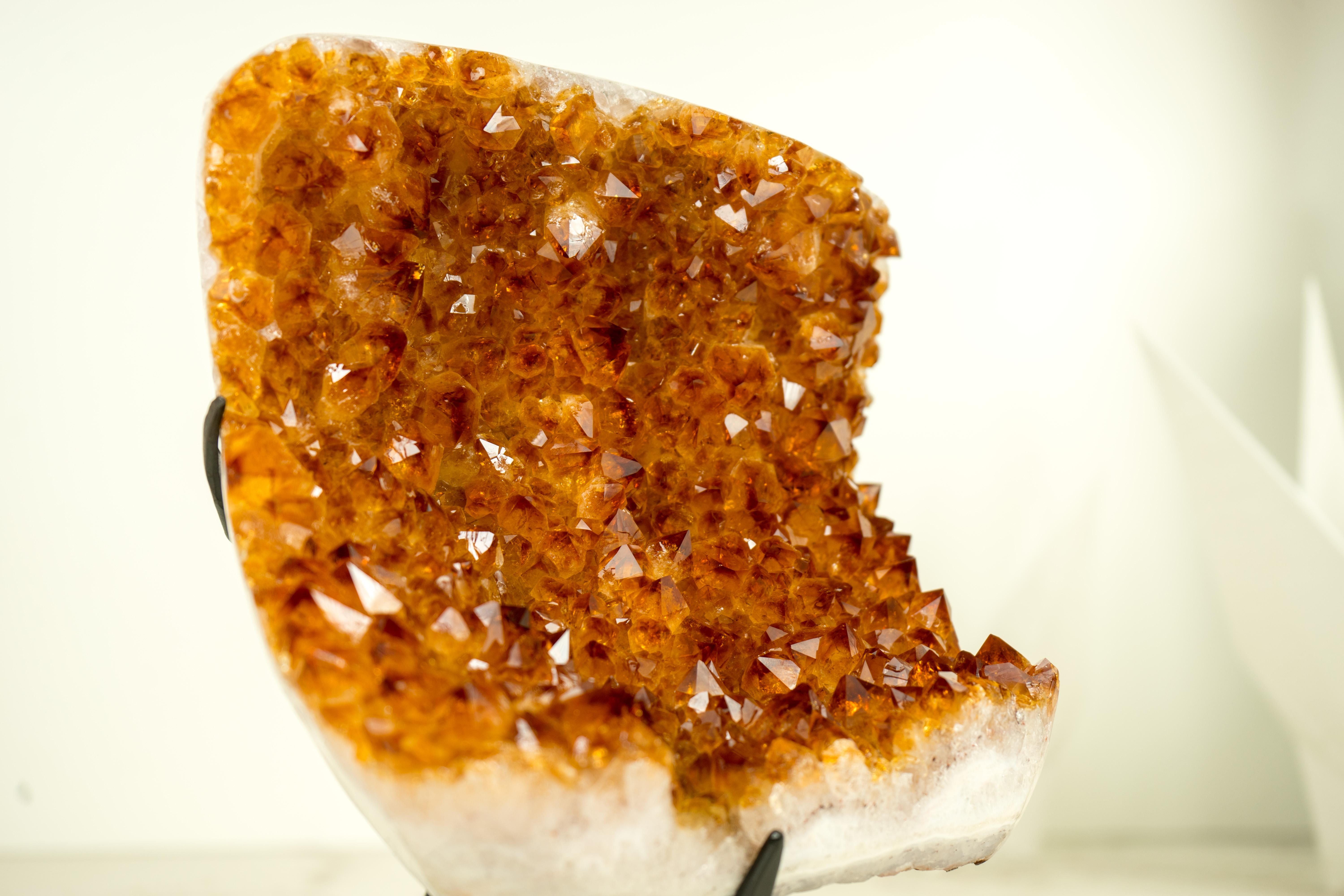 Contemporary AAA-Grade Citrine Cluster with Cognac Citrine Druzy, On Made to Order Stand  For Sale