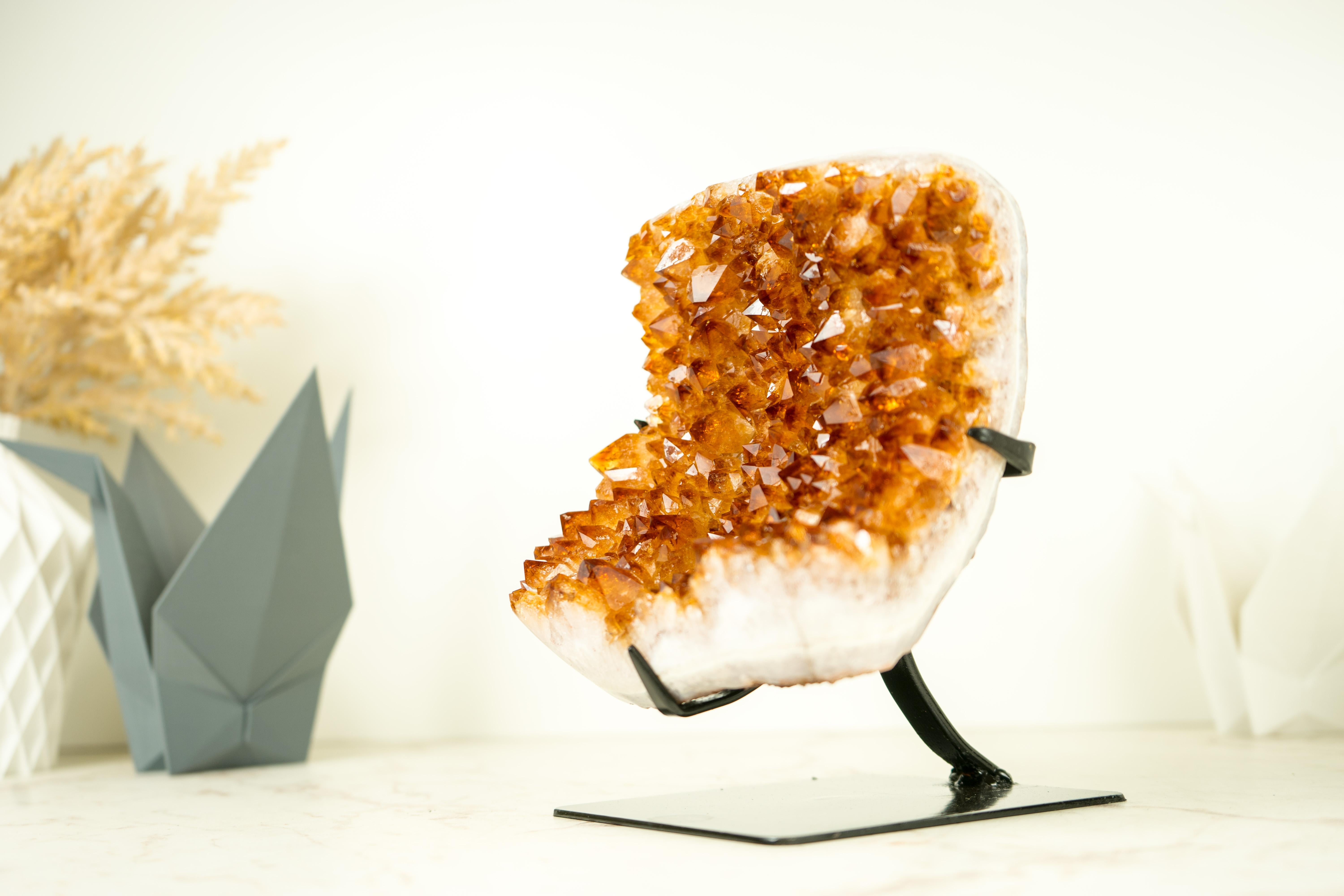 Agate AAA-Grade Citrine Cluster with Cognac Citrine Druzy, On Made to Order Stand  For Sale