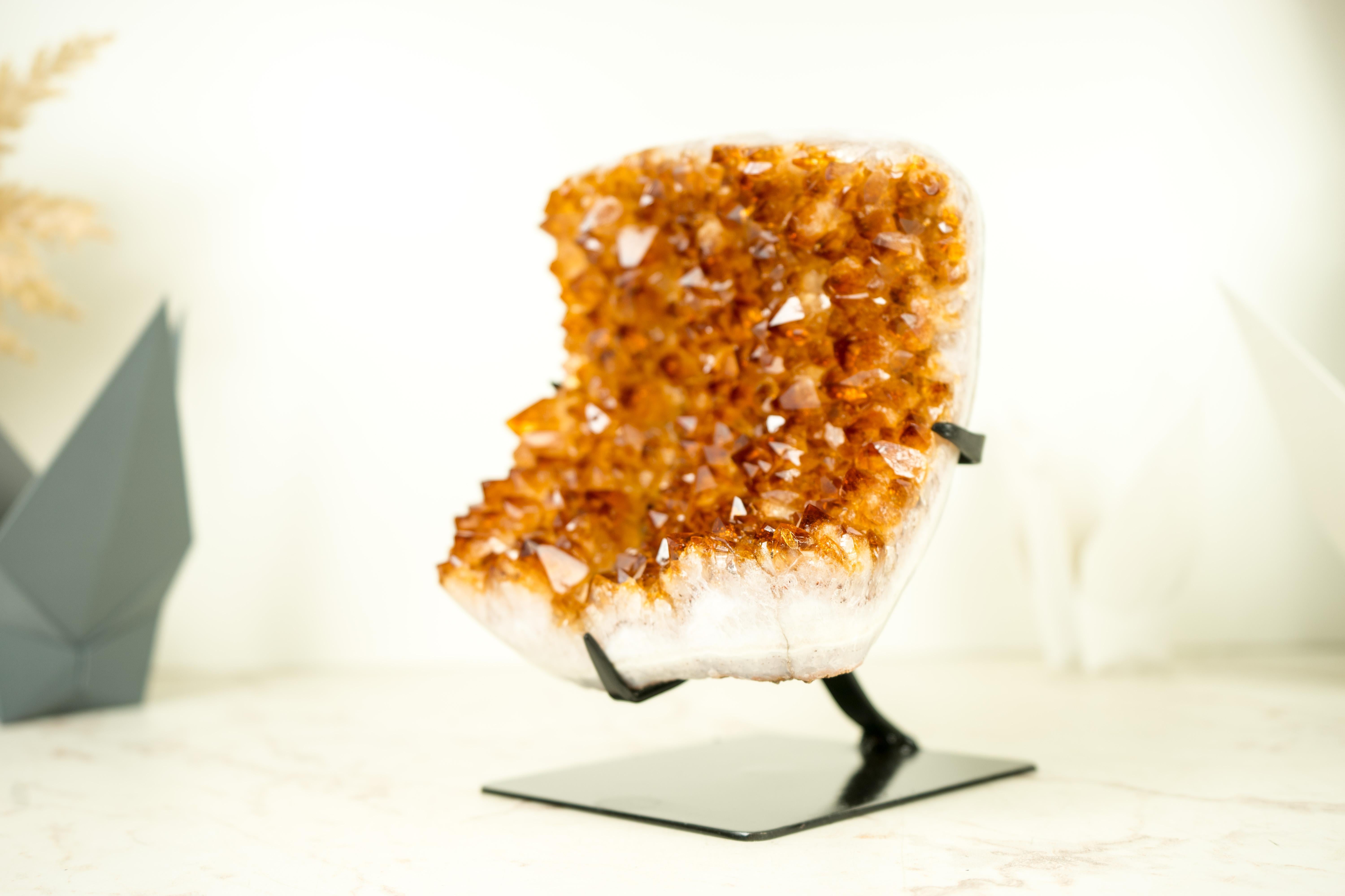 AAA-Grade Citrine Cluster with Cognac Citrine Druzy, On Made to Order Stand  For Sale 1