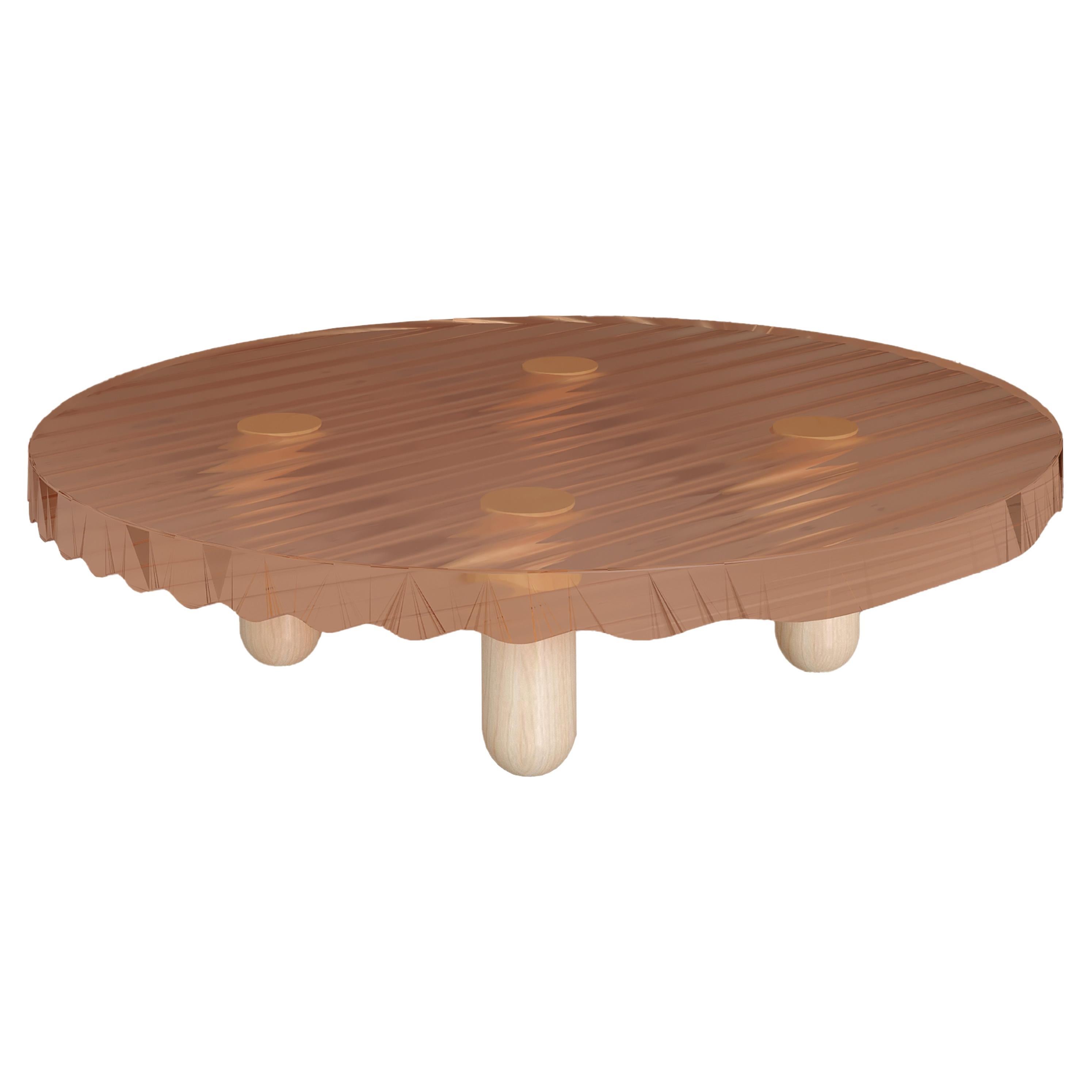 Deep Orange Epoxy Coffee Table with Solid Maple Legs - Coffee Table NAMI For Sale