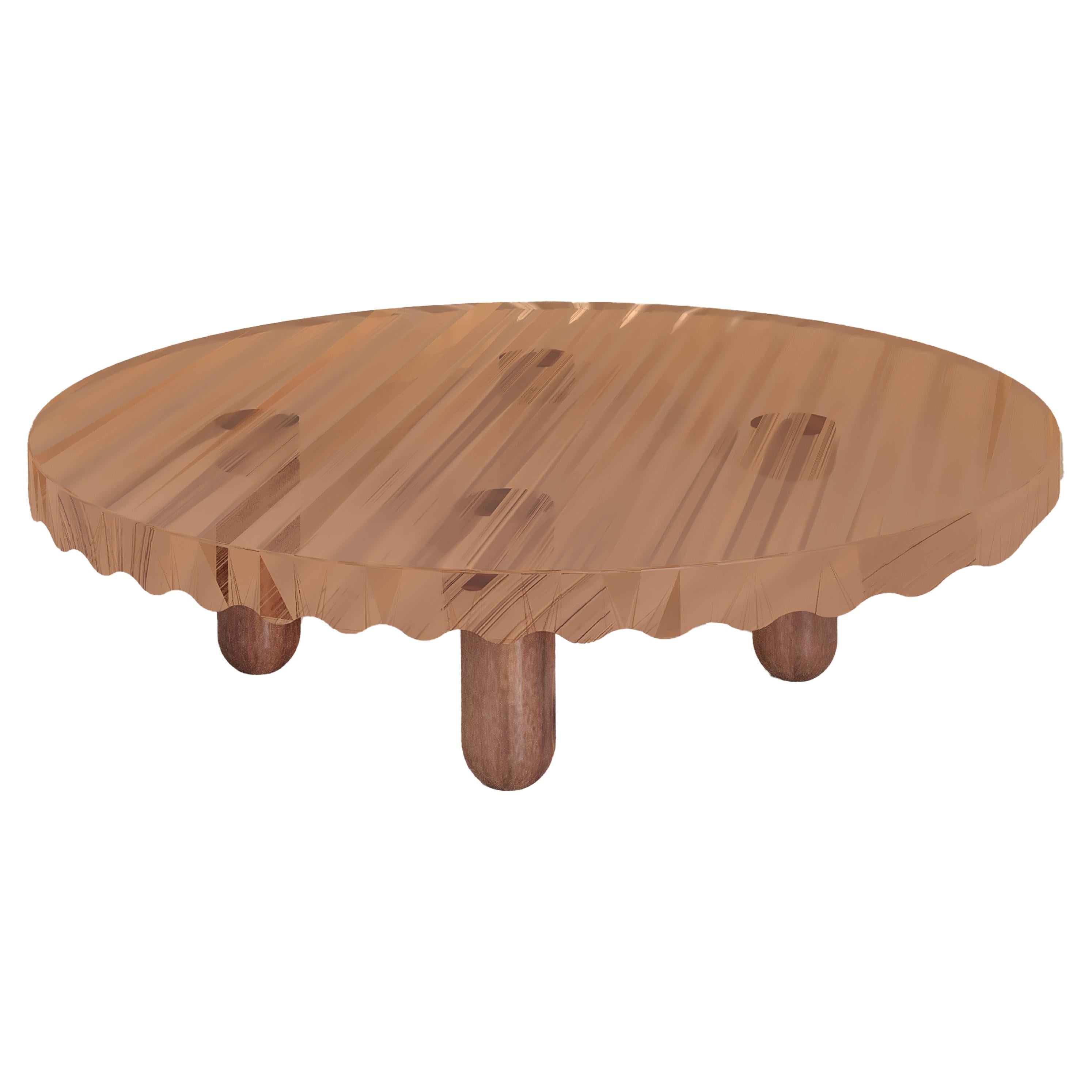 Deep Orange Epoxy Coffee Table with Solid Walnut Legs - Coffee Table NAMI For Sale