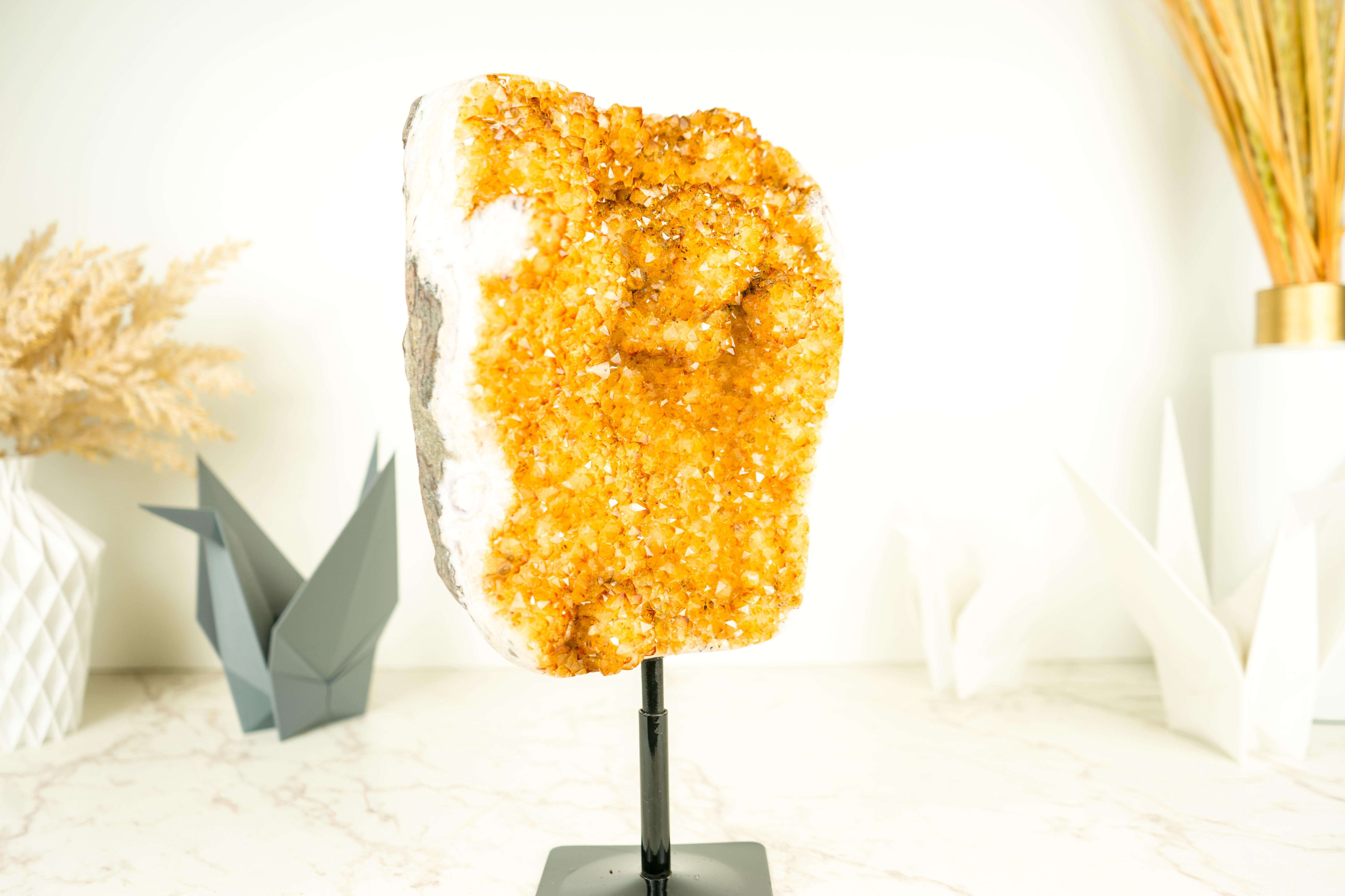 Golden Yellow Galaxy Citrine Cluster with Flower Rosettes (Stalactite)  For Sale 6