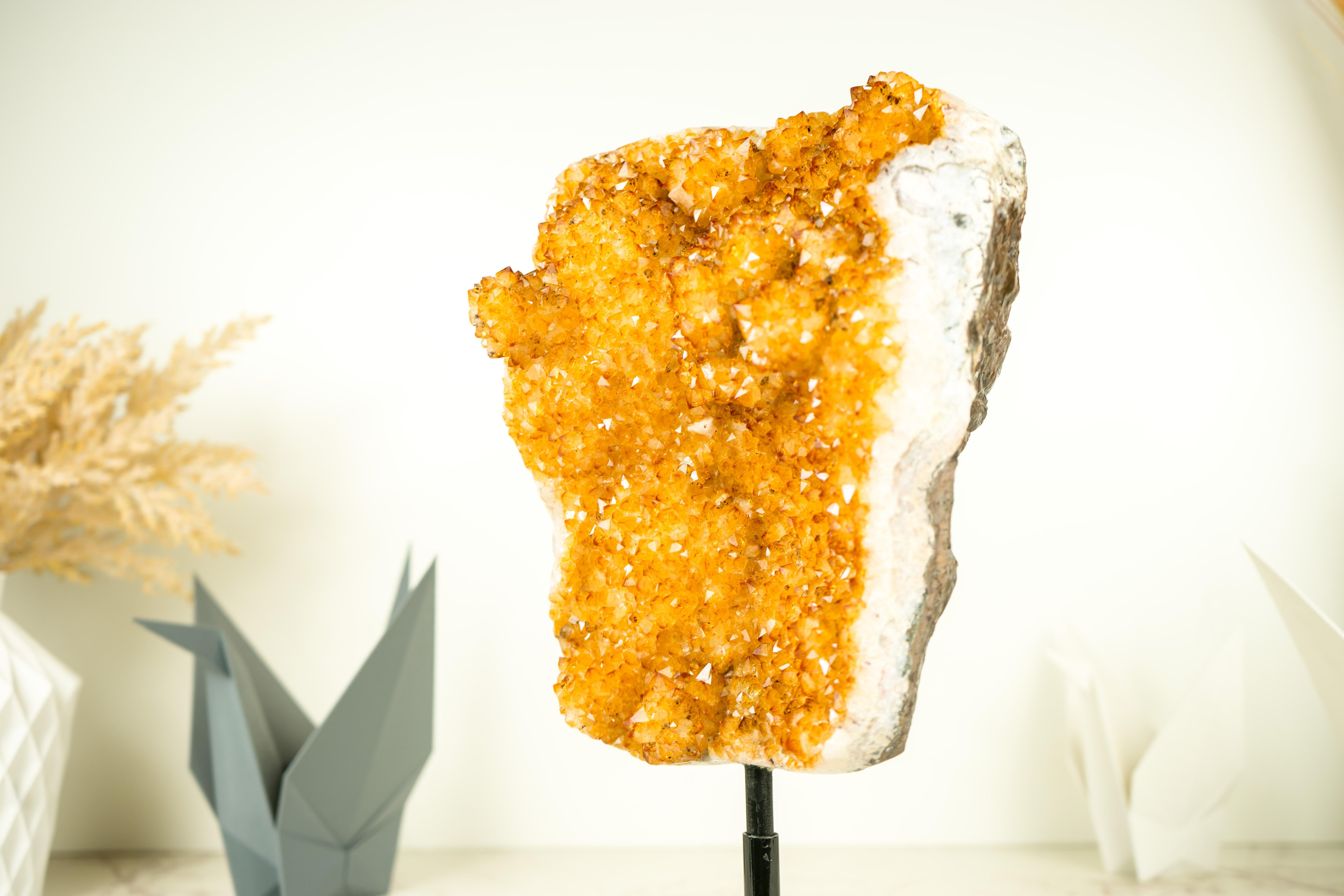 Golden Yellow Galaxy Citrine Cluster with Flower Rosettes (Stalactite)  For Sale 2