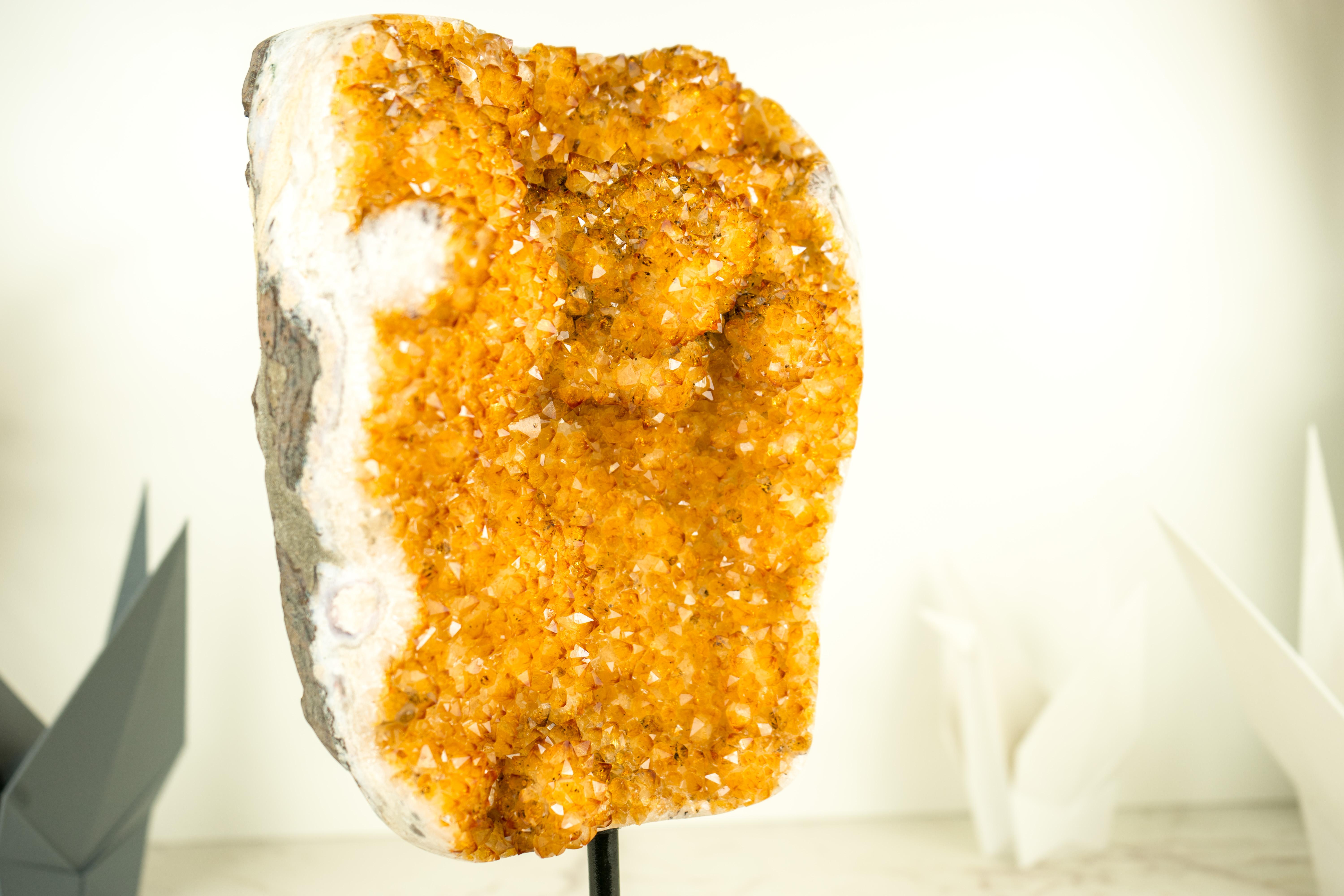 Golden Yellow Galaxy Citrine Cluster with Flower Rosettes (Stalactite)  For Sale 3
