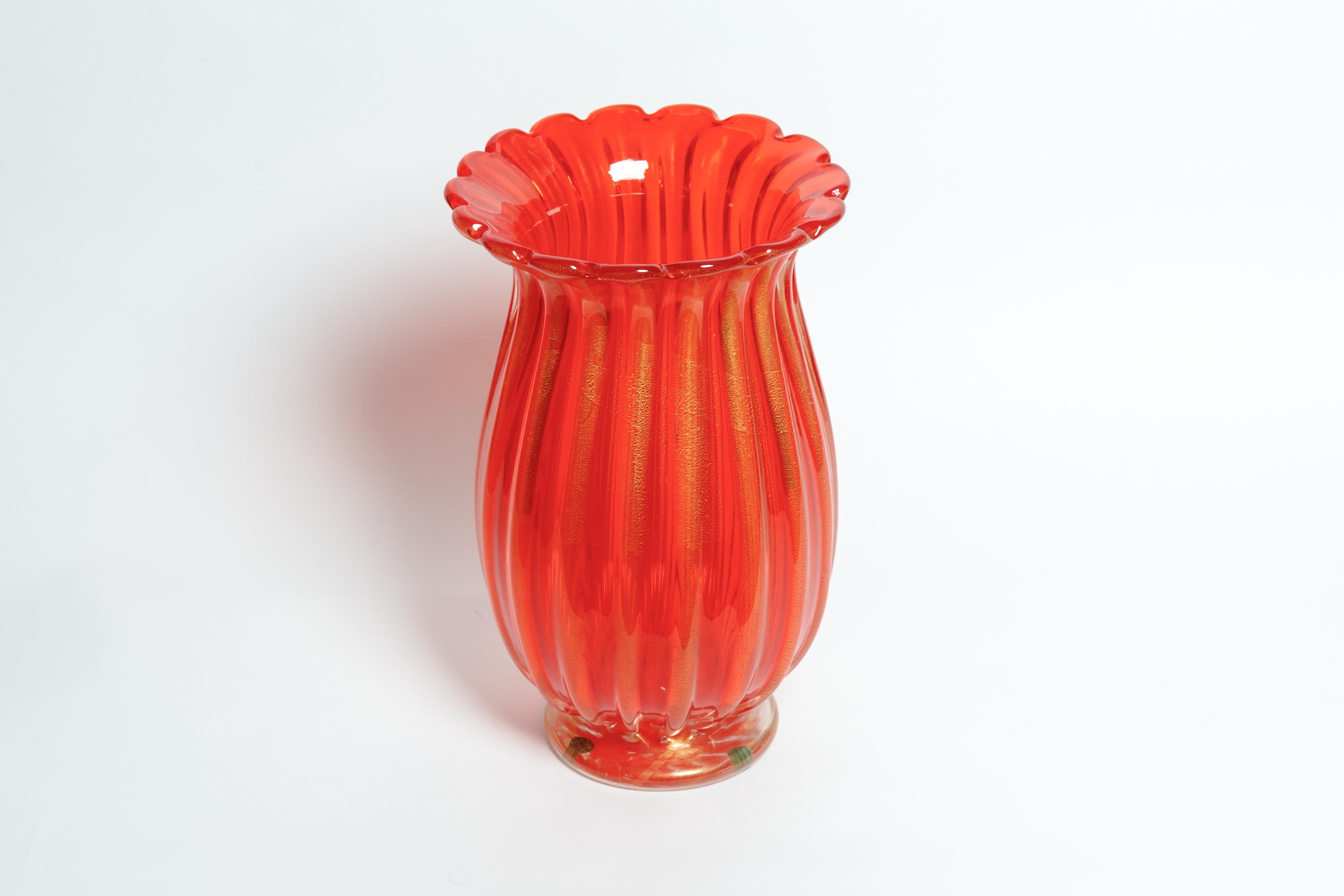 clear orange vase