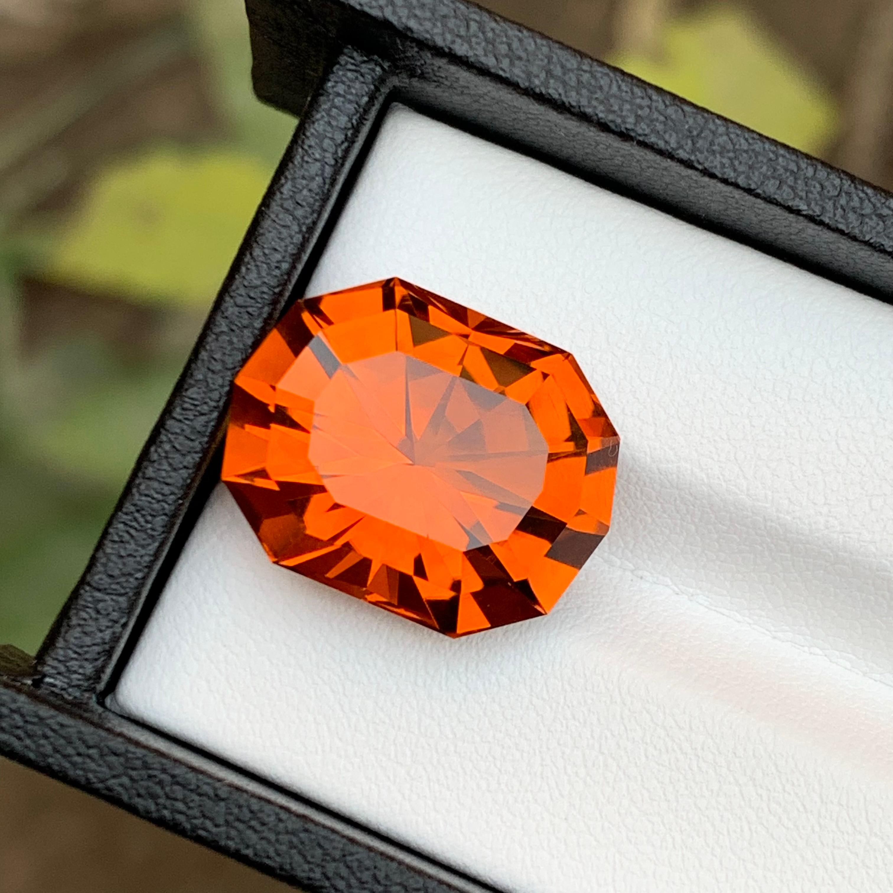 Rare Orange Certified Citrine Loose Gemstone 15.30 Ct Fancy Cut for Pendant For Sale 5