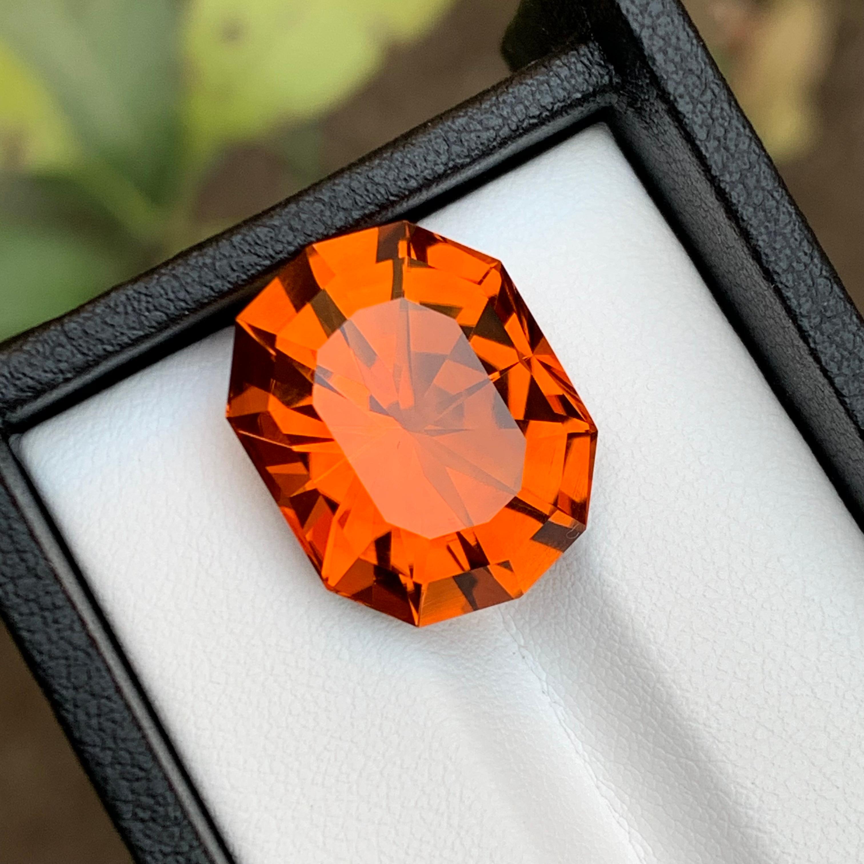 Rare Orange Certified Citrine Loose Gemstone 15.30 Ct Fancy Cut for Pendant For Sale 6