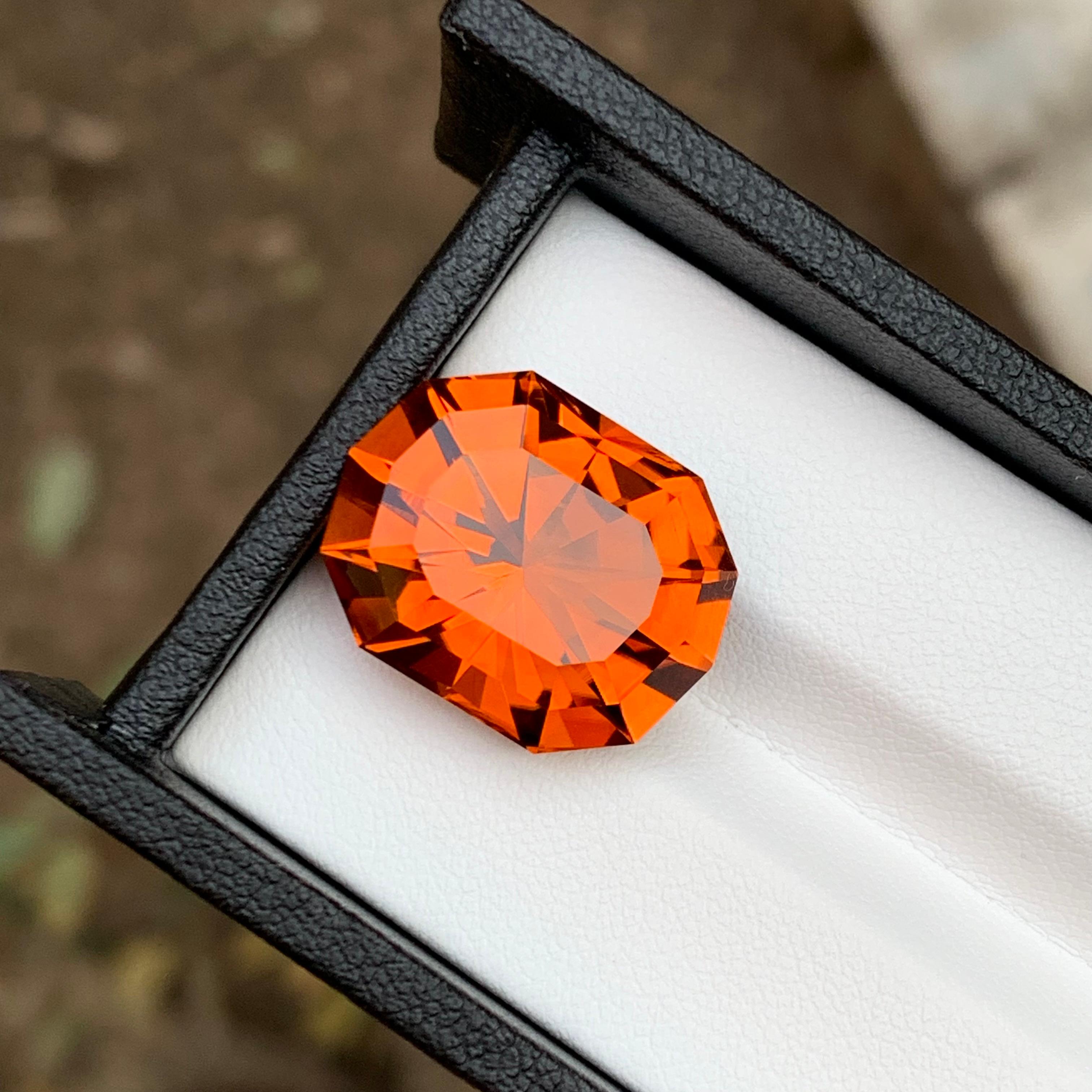 Rare Orange Certified Citrine Loose Gemstone 15.30 Ct Fancy Cut for Pendant For Sale 8