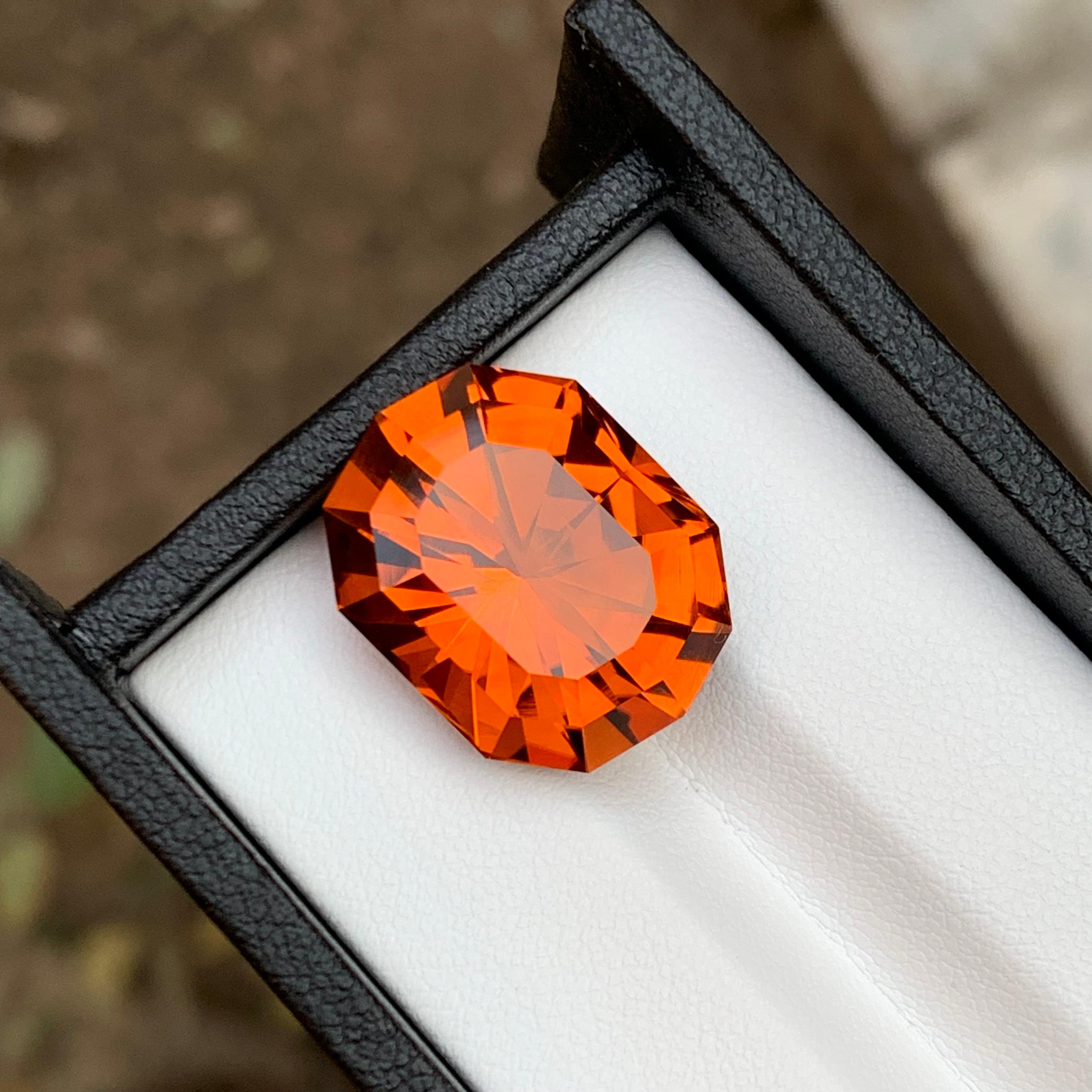 Rare Orange Certified Citrine Loose Gemstone 15.30 Ct Fancy Cut for Pendant For Sale 1