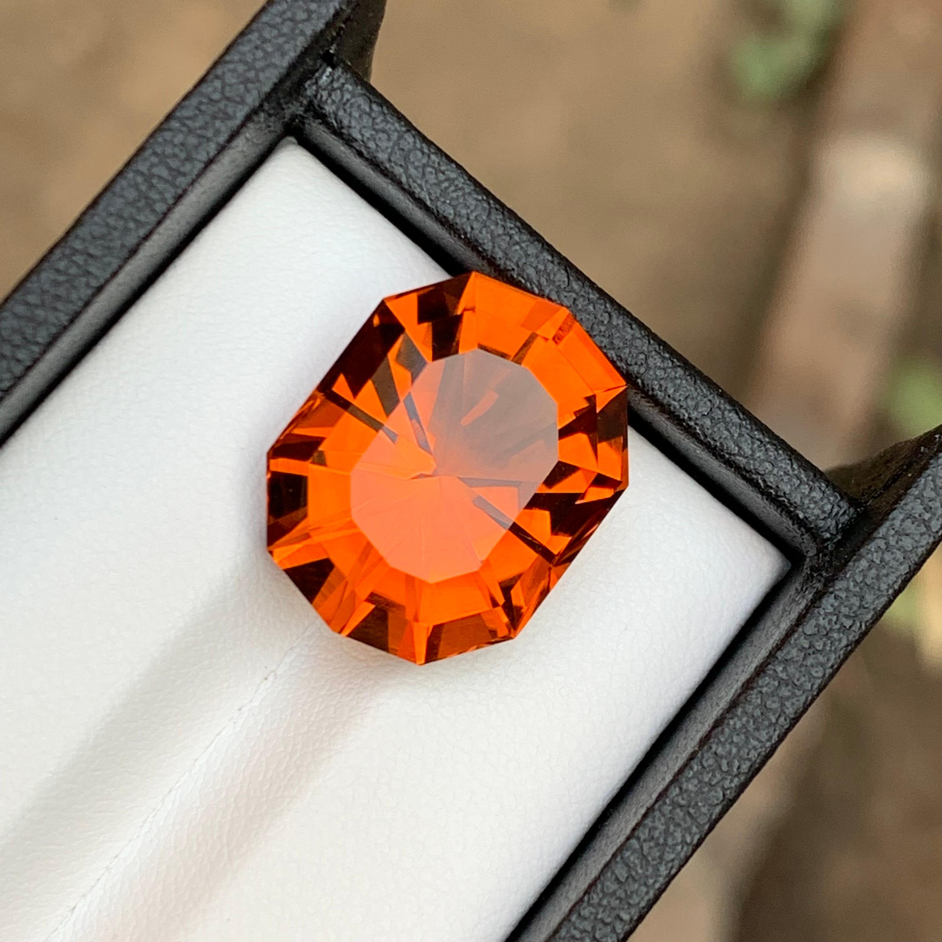 Rare Orange Certified Citrine Loose Gemstone 15.30 Ct Fancy Cut for Pendant For Sale 3